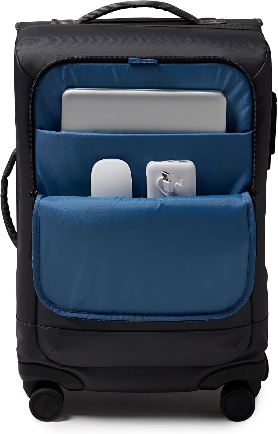 image:imageJanSport Good Latitude Carry On Spinner Suitcase 42L Water Resistant Travel Luggage with 16 Inch Laptop Sleeve Durable Lightweight Rolling Hardside Softside Carryon Bag Elemental BlueSmokey Grit