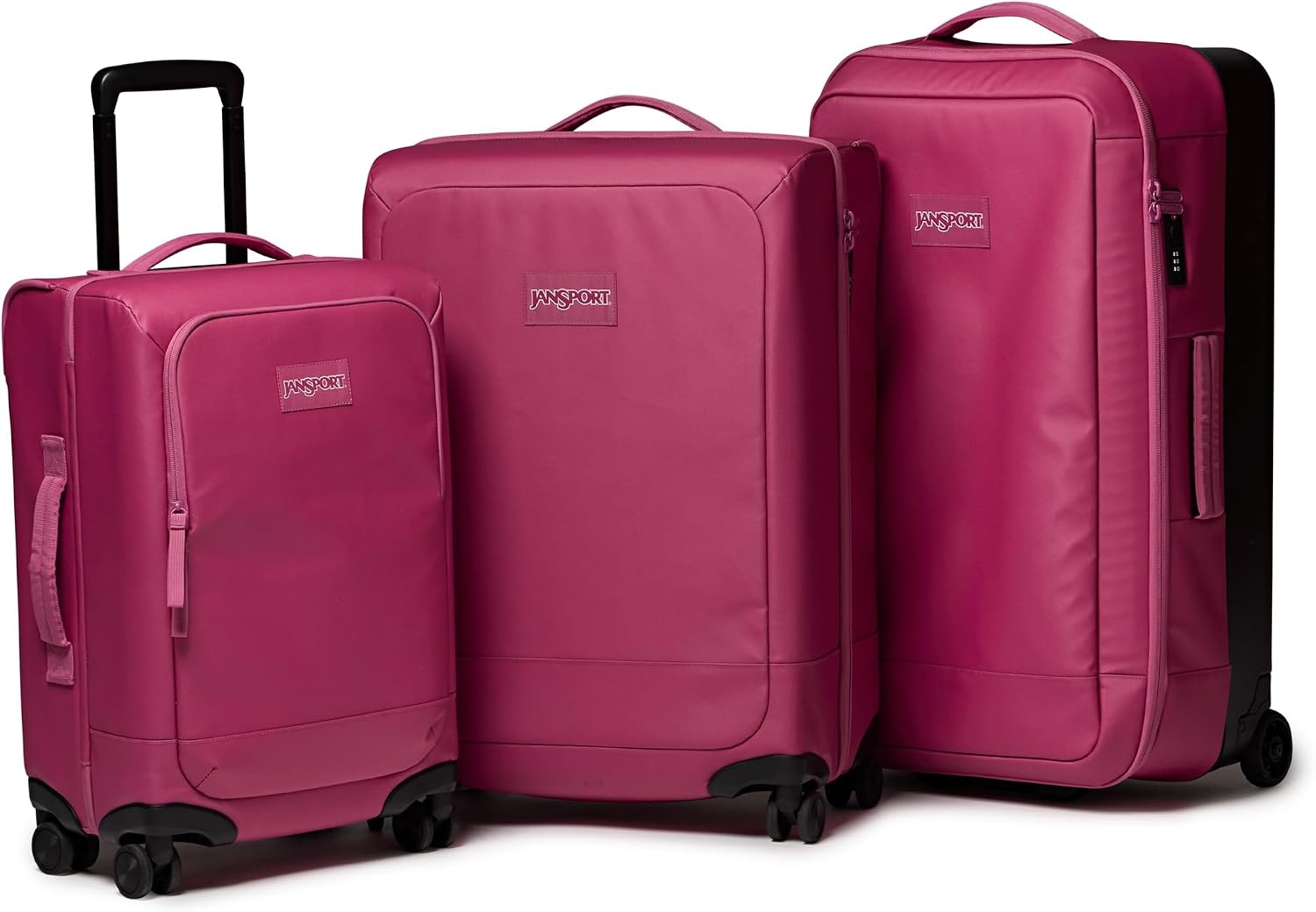 image:imageJanSport Good Latitude Carry On Spinner Suitcase 42L Water Resistant Travel Luggage with 16 Inch Laptop Sleeve Durable Lightweight Rolling Hardside Softside Carryon Bag Elemental BlueMauve Haze