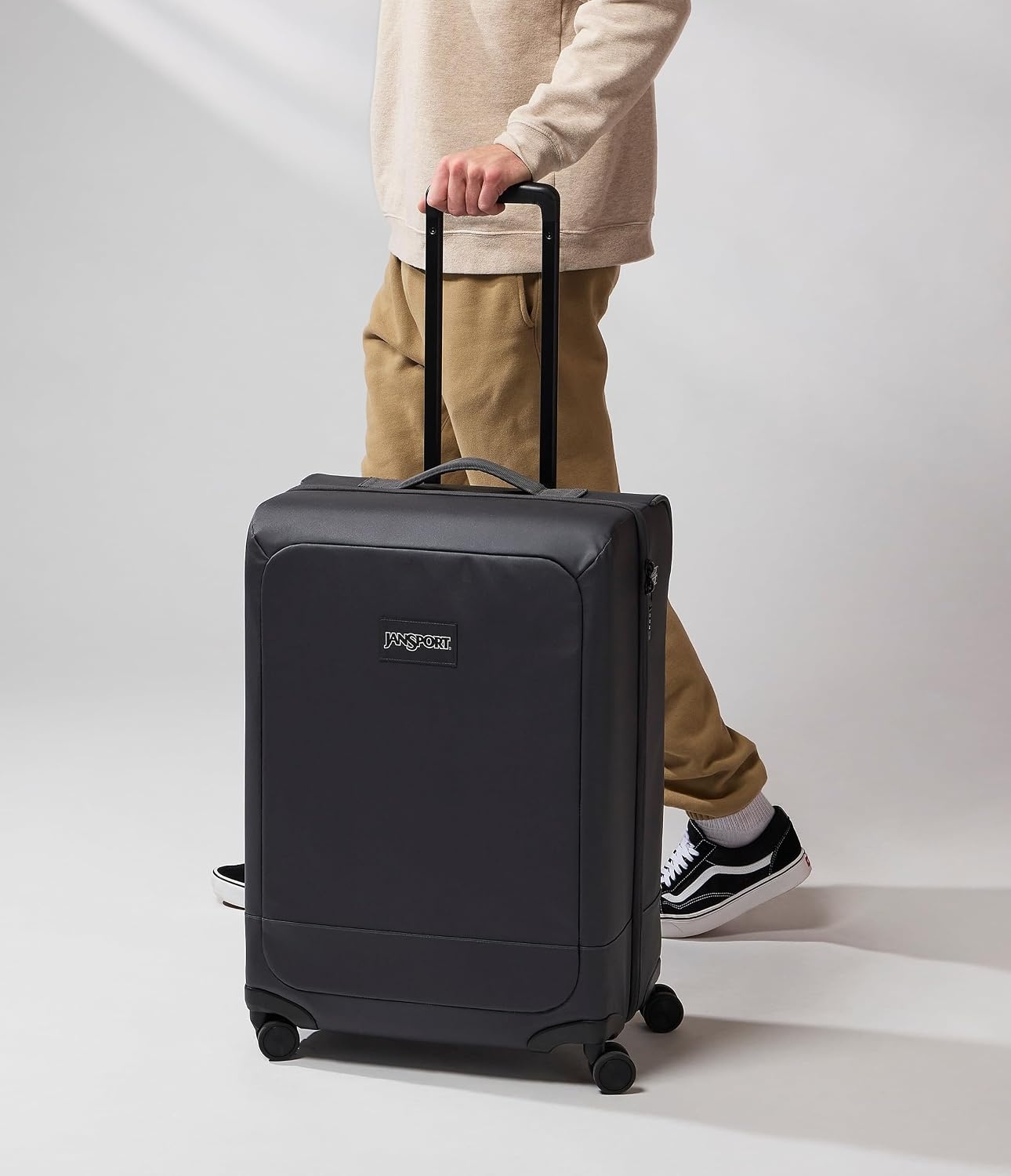 image:imageJanSport Good Latitude Carry On Spinner Suitcase 42L Water Resistant Travel Luggage with 16 Inch Laptop Sleeve Durable Lightweight Rolling Hardside Softside Carryon Bag Elemental BlueSmokey Grit