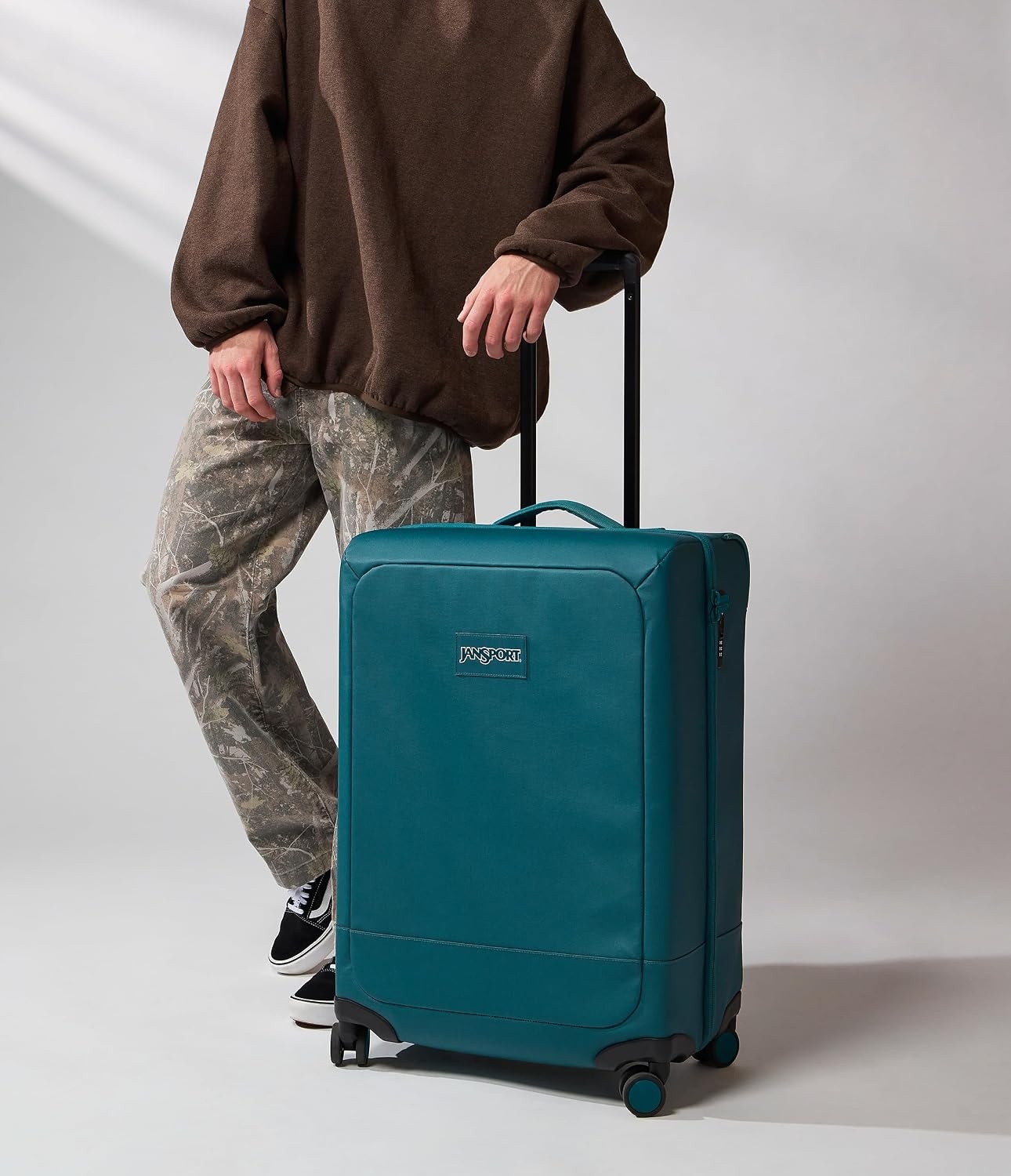 image:imageJanSport Good Latitude Carry On Spinner Suitcase 42L Water Resistant Travel Luggage with 16 Inch Laptop Sleeve Durable Lightweight Rolling Hardside Softside Carryon Bag Elemental BlueEmerald Pool