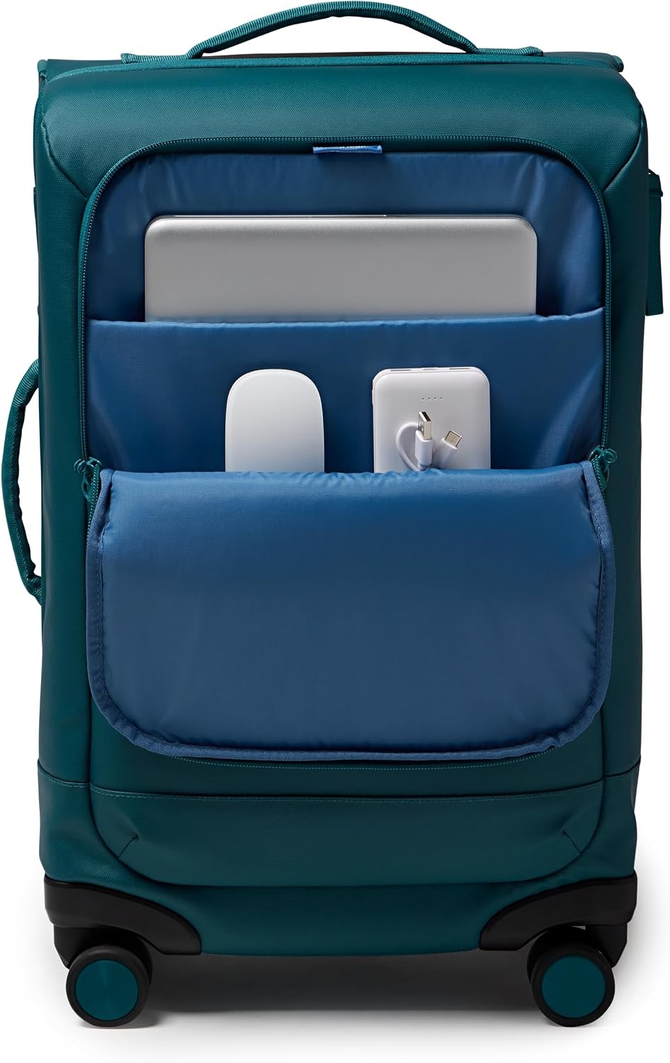 image:imageJanSport Good Latitude Carry On Spinner Suitcase 42L Water Resistant Travel Luggage with 16 Inch Laptop Sleeve Durable Lightweight Rolling Hardside Softside Carryon Bag Elemental BlueEmerald Pool