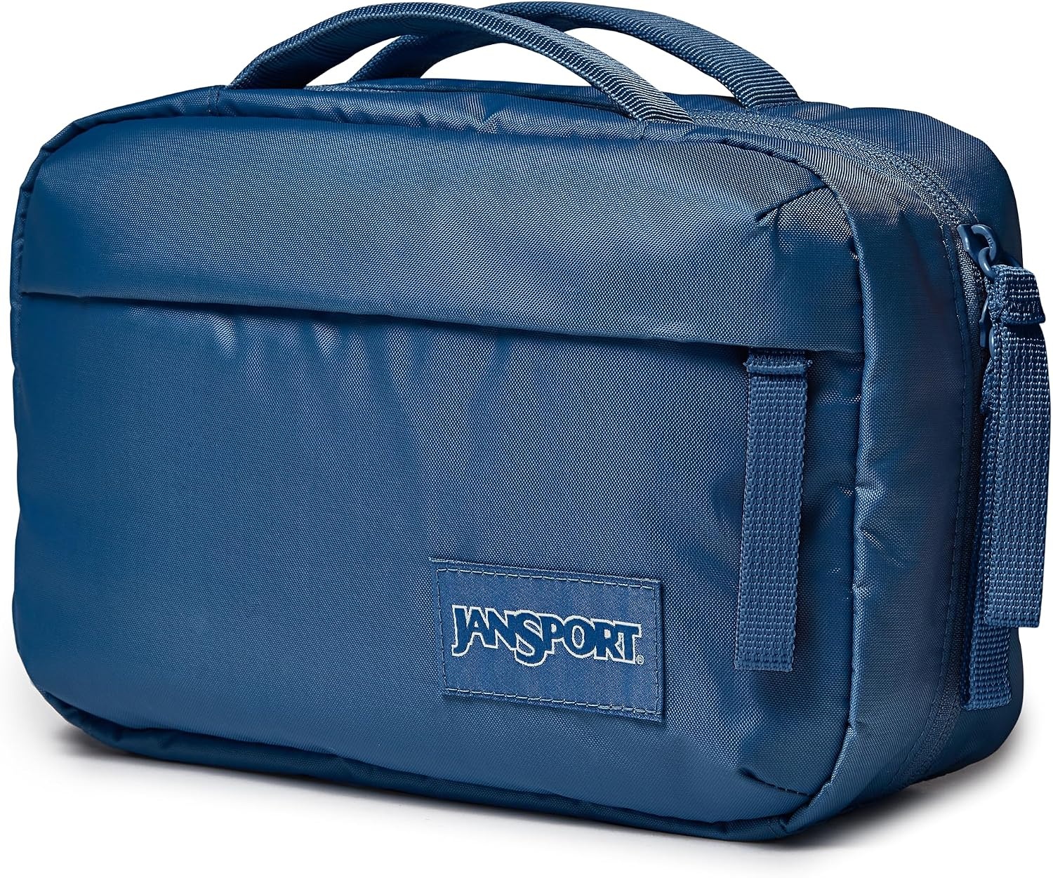 image:imageJanSport Good Latitude Hanging Toiletry Bag for Travel Accordion Cosmetic Case with Waterproof Toothbrush Pocket Hygiene Organizer 6L Smokey GritElemental Blue