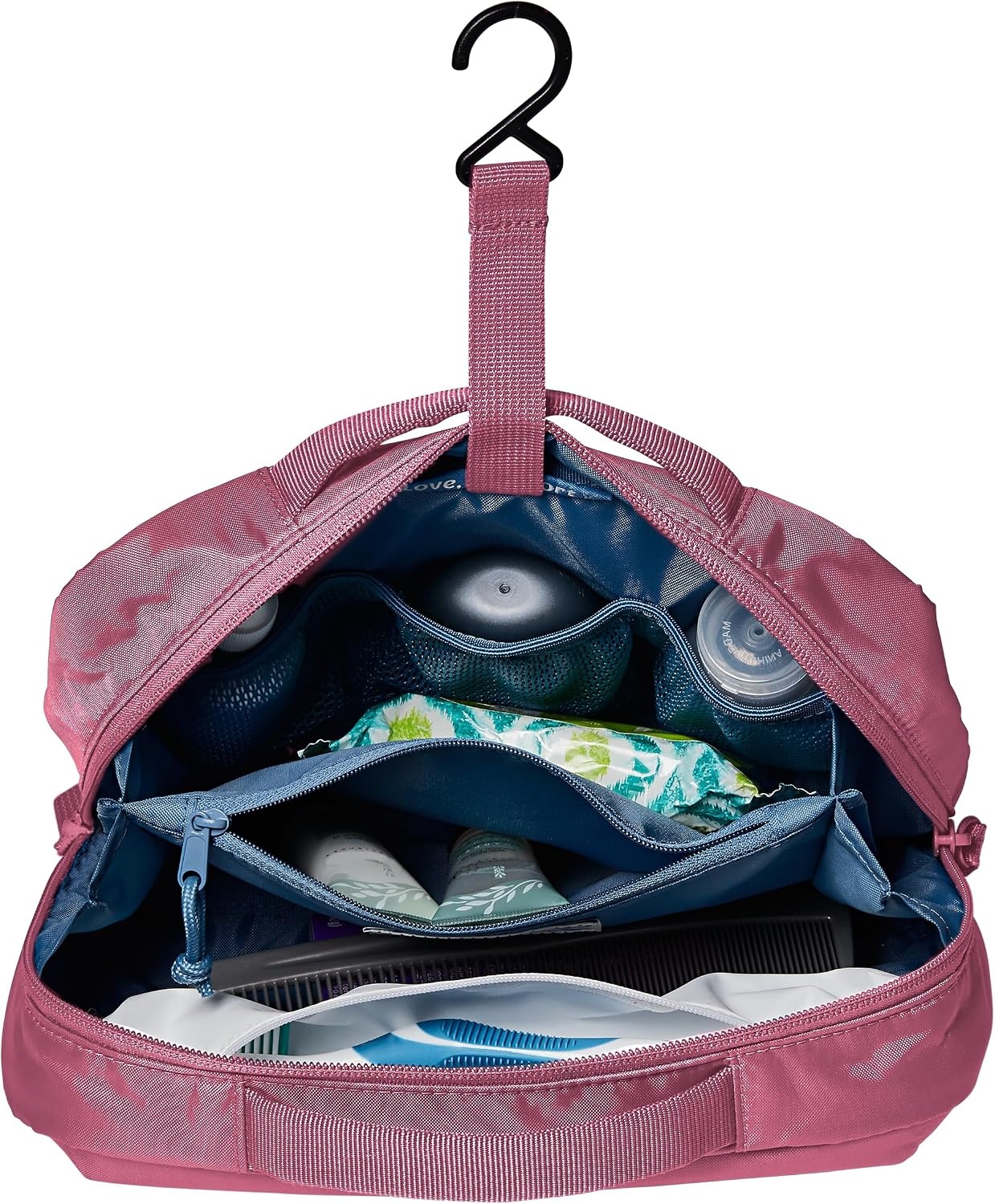 image:imageJanSport Good Latitude Hanging Toiletry Bag for Travel Accordion Cosmetic Case with Waterproof Toothbrush Pocket Hygiene Organizer 6L Smokey GritMauve Haze