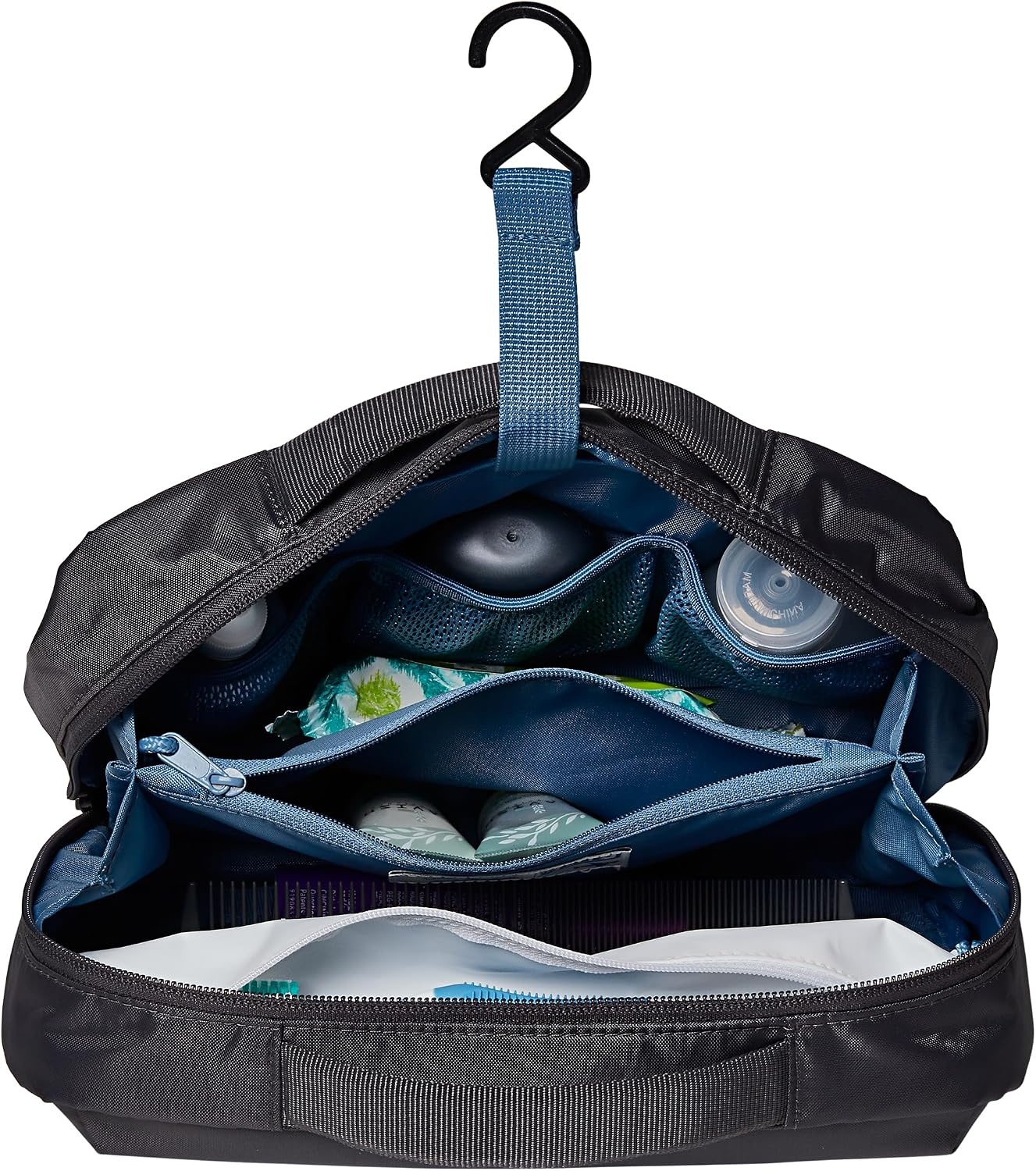 image:imageJanSport Good Latitude Hanging Toiletry Bag for Travel Accordion Cosmetic Case with Waterproof Toothbrush Pocket Hygiene Organizer 6L Smokey GritSmokey Grit