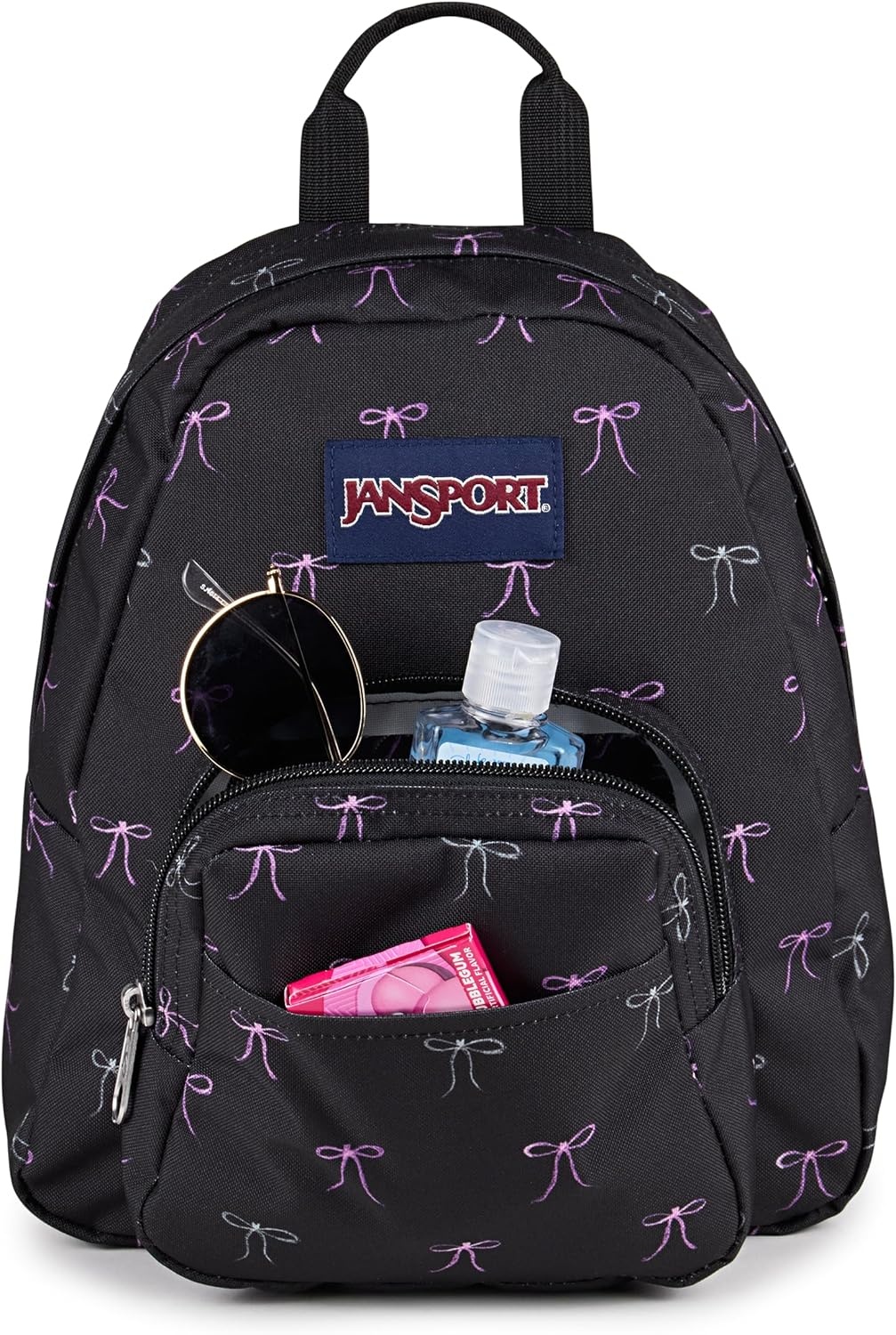 image:imageJanSport Half Pint Mini Backpack 102 L Durable Mini Bag Purse with Adjustable Shoulder Straps Single Main Compartment Zippered Stash Pocket BlackBad Bows