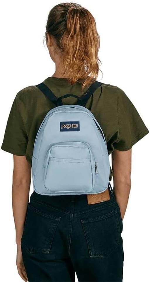 image:imageJanSport Half Pint Mini Backpack 102 L Durable Mini Bag Purse with Adjustable Shoulder Straps Single Main Compartment Zippered Stash Pocket BlackBlue Dusk