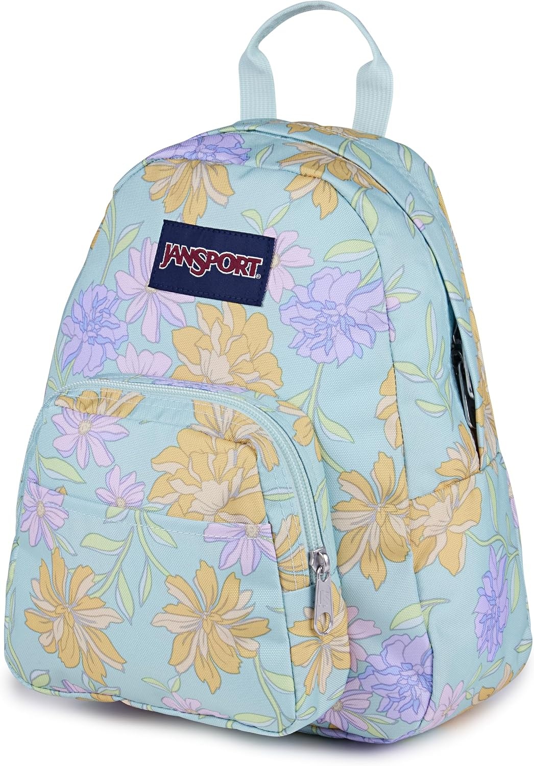 image:imageJanSport Half Pint Mini Backpack 102 L Durable Mini Bag Purse with Adjustable Shoulder Straps Single Main Compartment Zippered Stash Pocket BlackFaded Floral Fresh Mint