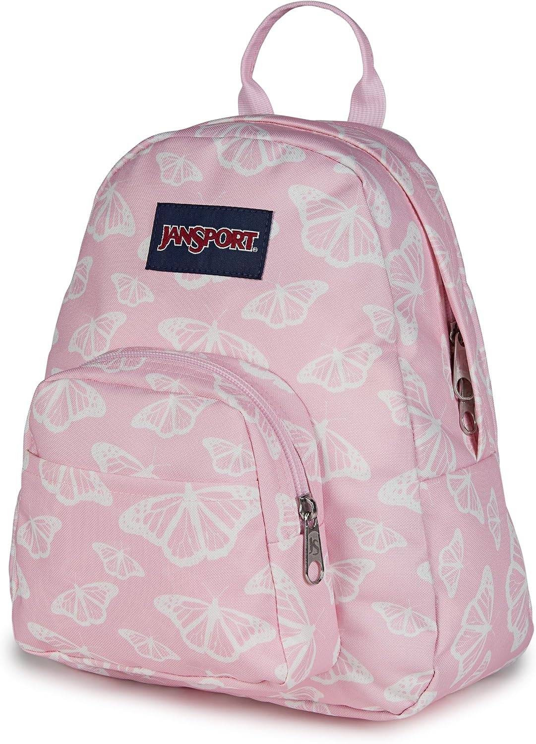 image:imageJanSport Half Pint Mini Backpack 102 L Durable Mini Bag Purse with Adjustable Shoulder Straps Single Main Compartment Zippered Stash Pocket BlackFlutter By Pink IceWhitePink Ice