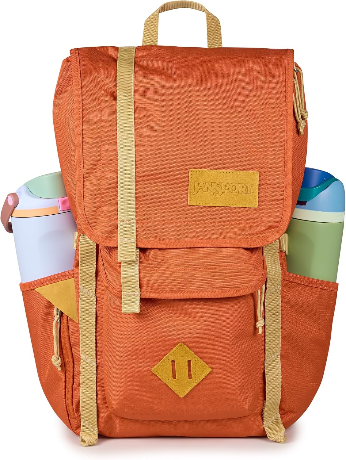 image:imageJanSport Hatchet Backpack 15inch Padded Laptop Compartment Dual Water Bottle Pockets Side Compression Straps BlackDune Red