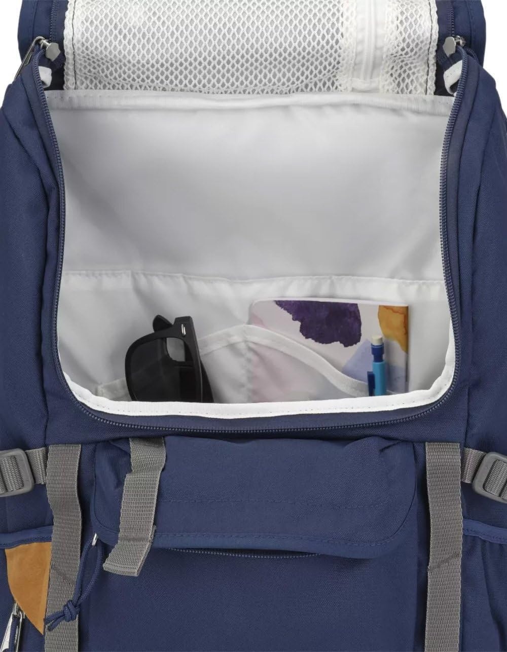 image:imageJanSport Hatchet Backpack 15inch Padded Laptop Compartment Dual Water Bottle Pockets Side Compression Straps BlackNavy