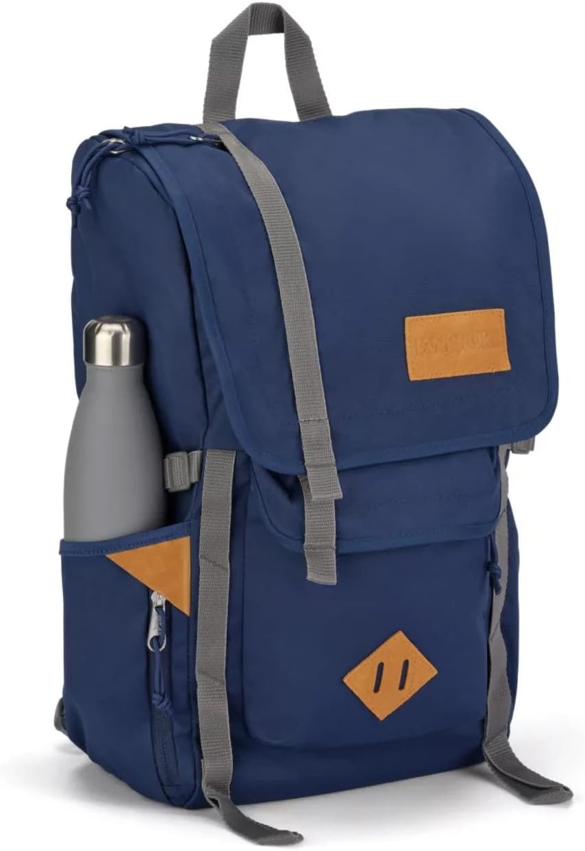 image:imageJanSport Hatchet Backpack 15inch Padded Laptop Compartment Dual Water Bottle Pockets Side Compression Straps BlackNavy