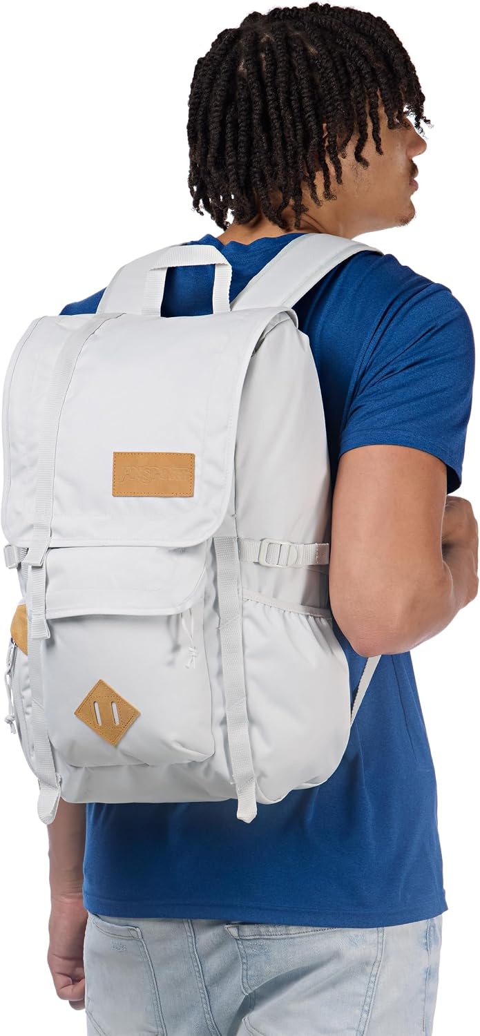 image:imageJanSport Hatchet Backpack 15inch Padded Laptop Compartment Dual Water Bottle Pockets Side Compression Straps BlackOyster Mushroom