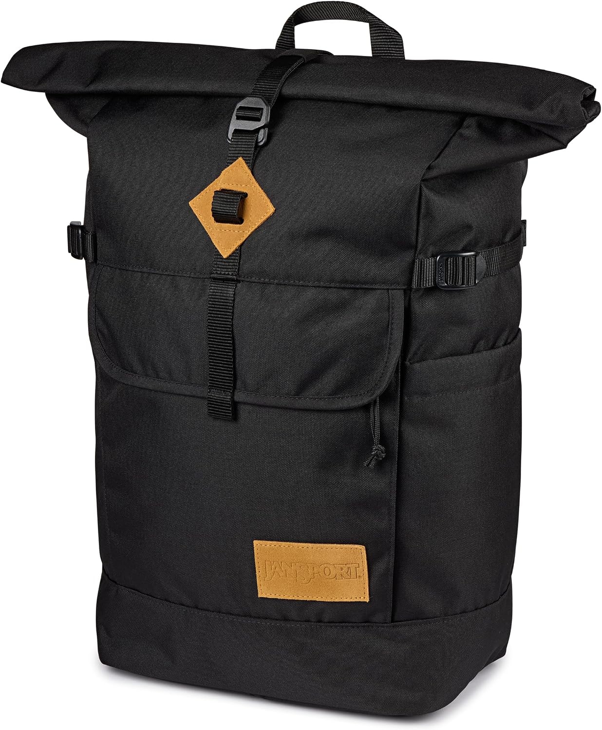 image:imageJanSport Hatchet Rolltop Backpack 17inch Padded Laptop Sleeve Spacious Main Compartment Dual Water Bottle Pockets BlackBlack
