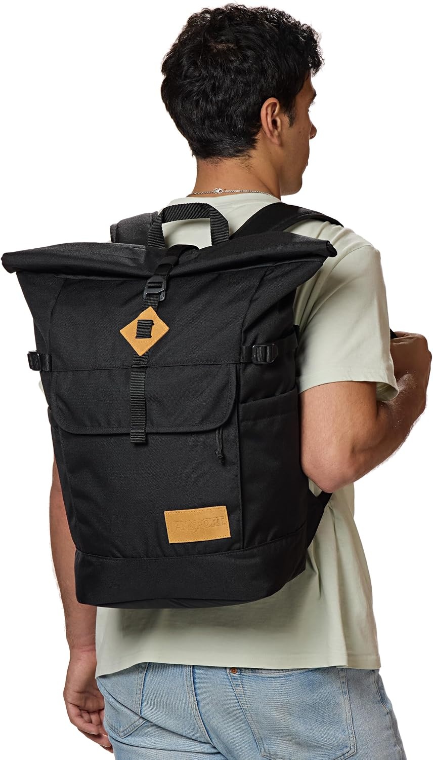 image:imageJanSport Hatchet Rolltop Backpack 17inch Padded Laptop Sleeve Spacious Main Compartment Dual Water Bottle Pockets BlackBlack