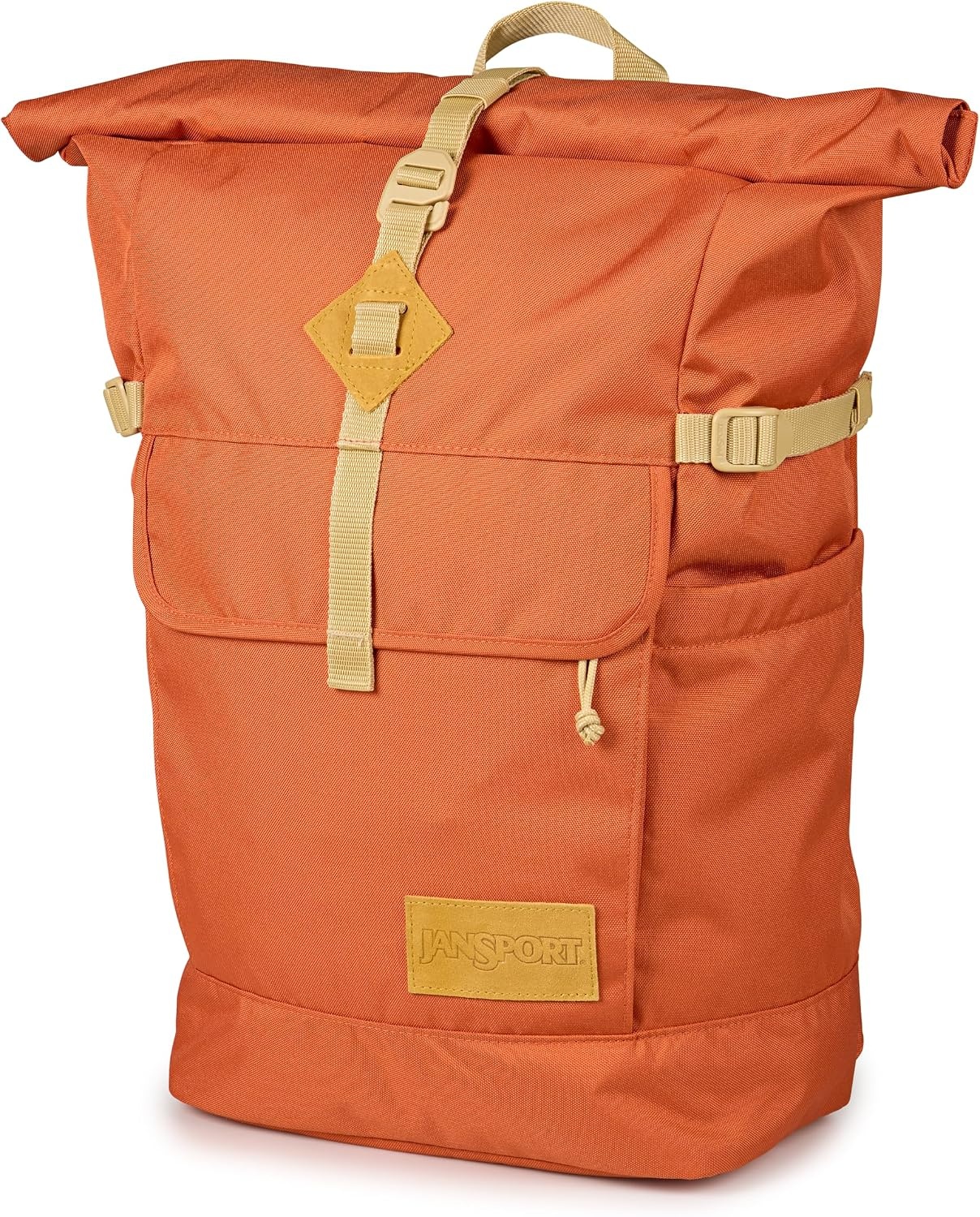 image:imageJanSport Hatchet Rolltop Backpack 17inch Padded Laptop Sleeve Spacious Main Compartment Dual Water Bottle Pockets BlackDune Red