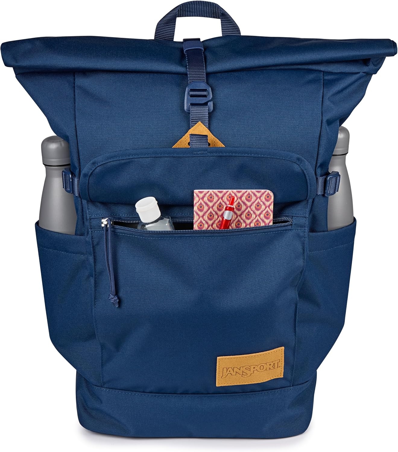 image:imageJanSport Hatchet Rolltop Backpack 17inch Padded Laptop Sleeve Spacious Main Compartment Dual Water Bottle Pockets BlackNavy