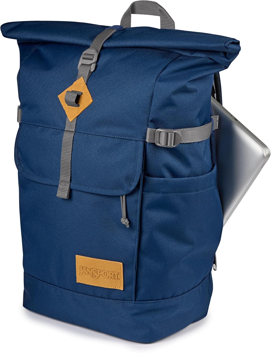 image:imageJanSport Hatchet Rolltop Backpack 17inch Padded Laptop Sleeve Spacious Main Compartment Dual Water Bottle Pockets BlackNavy