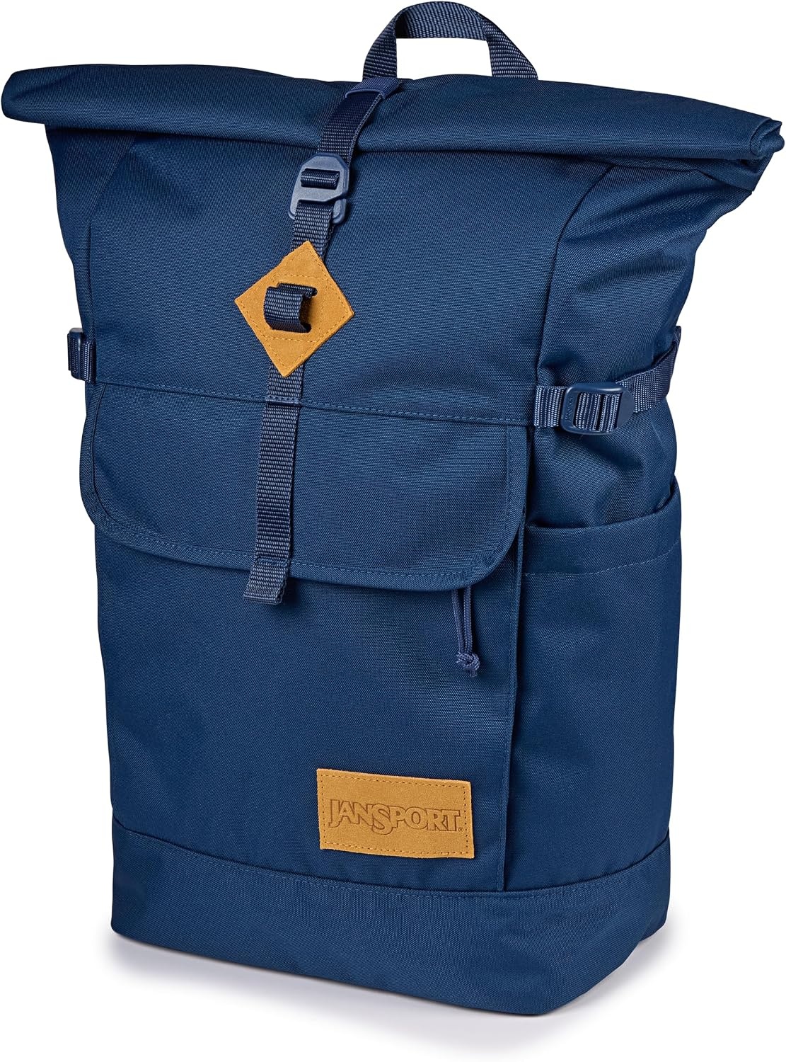 image:imageJanSport Hatchet Rolltop Backpack 17inch Padded Laptop Sleeve Spacious Main Compartment Dual Water Bottle Pockets BlackNavy