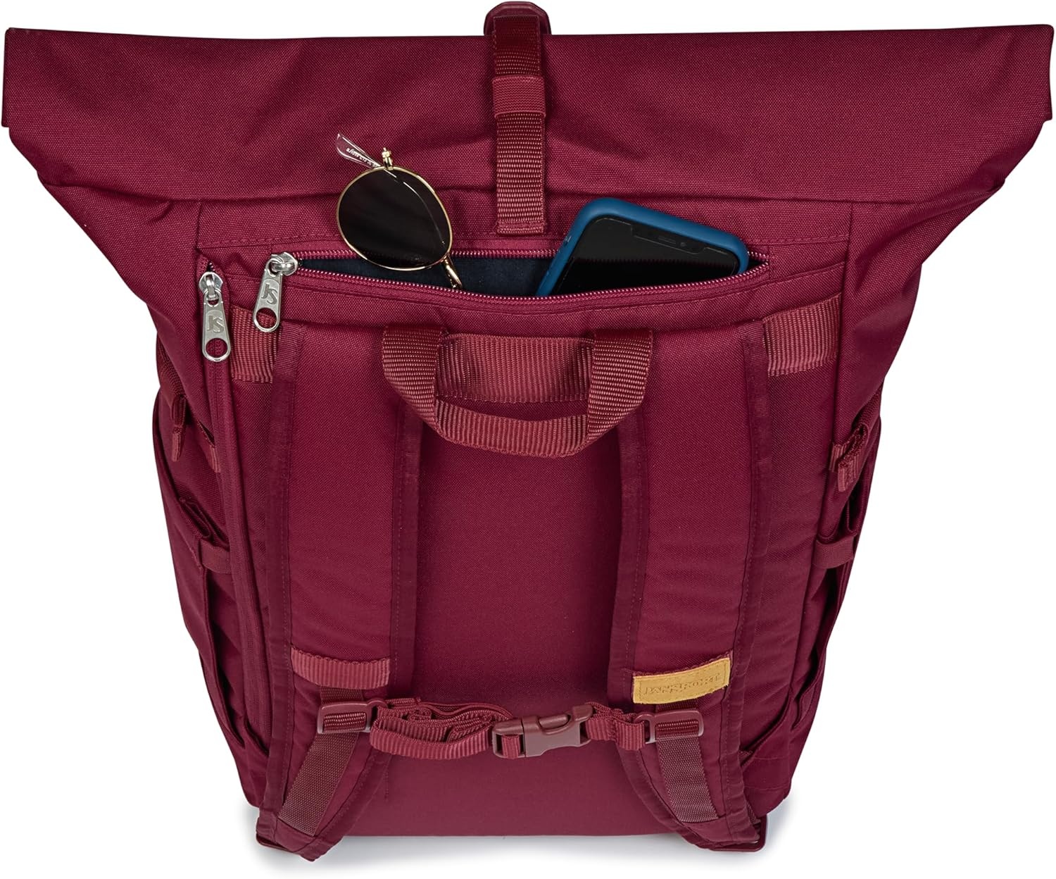 image:imageJanSport Hatchet Rolltop Backpack 17inch Padded Laptop Sleeve Spacious Main Compartment Dual Water Bottle Pockets BlackRusset Red