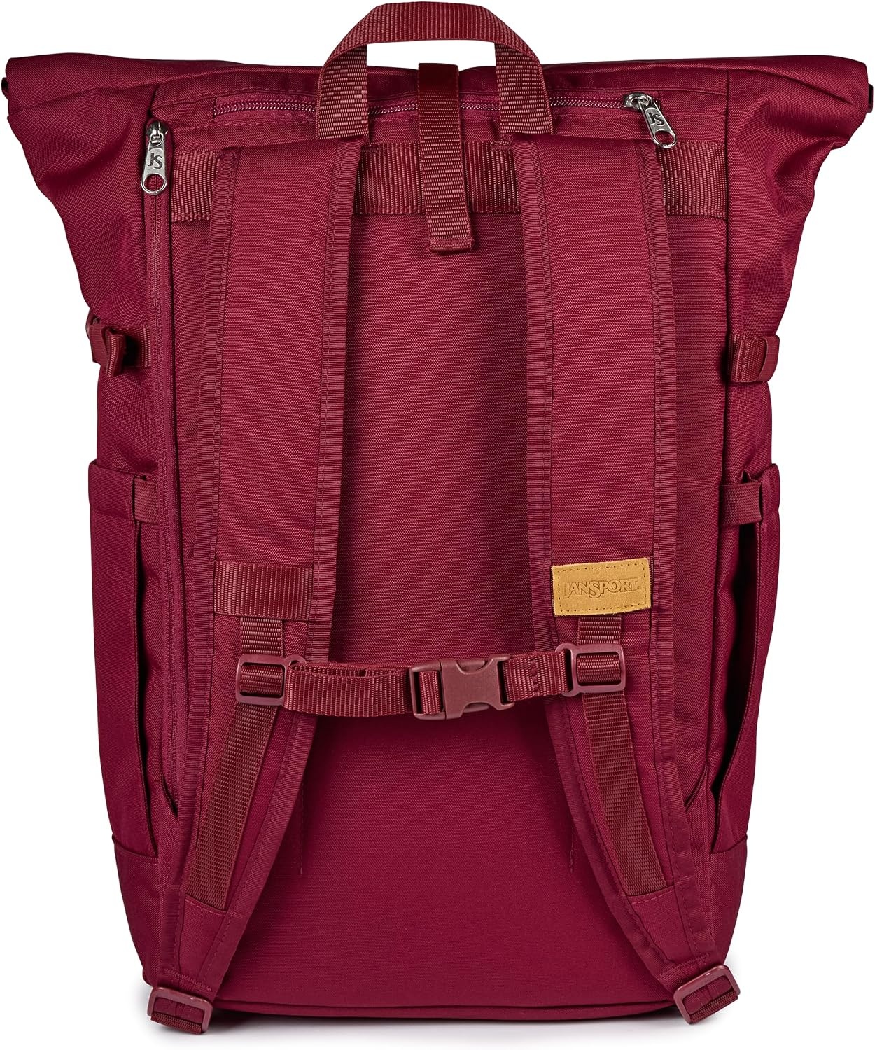 image:imageJanSport Hatchet Rolltop Backpack 17inch Padded Laptop Sleeve Spacious Main Compartment Dual Water Bottle Pockets BlackRusset Red