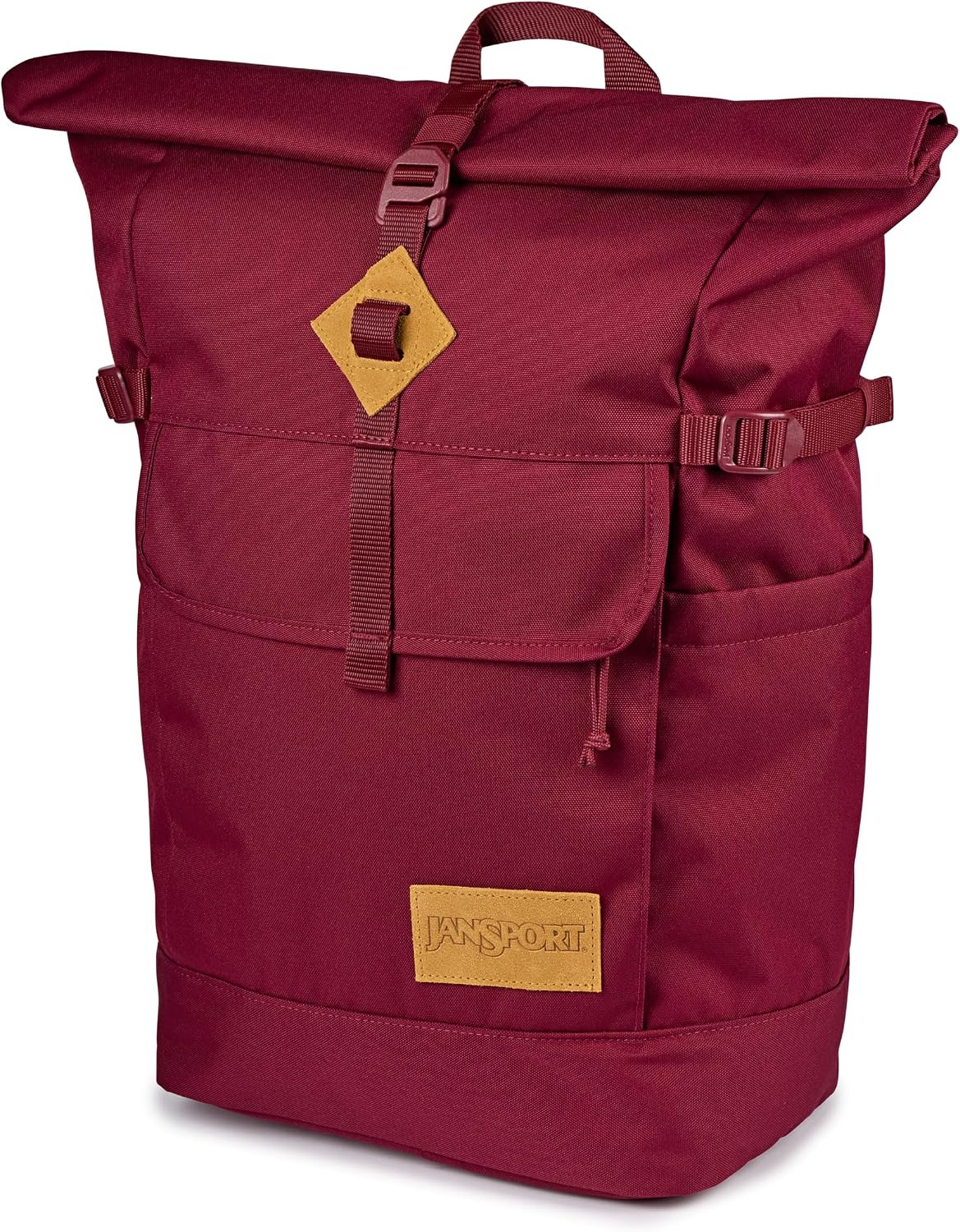image:imageJanSport Hatchet Rolltop Backpack 17inch Padded Laptop Sleeve Spacious Main Compartment Dual Water Bottle Pockets BlackRusset Red