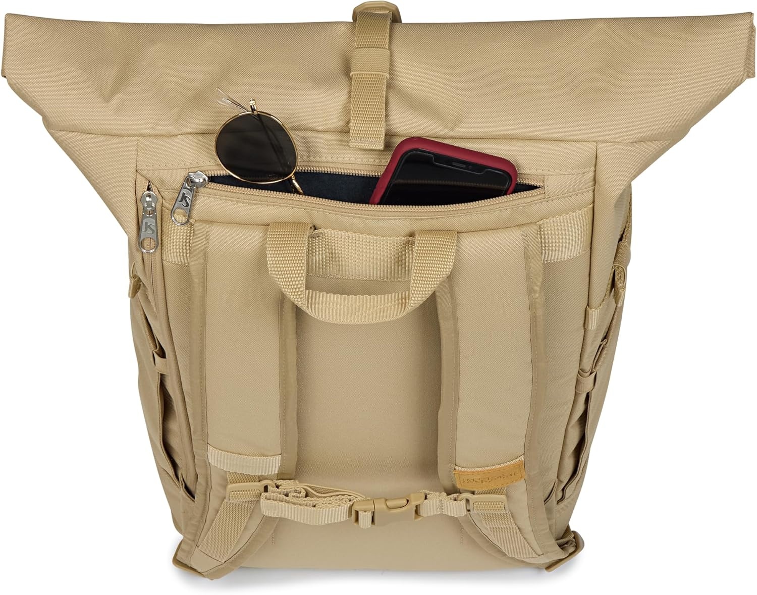 image:imageJanSport Hatchet Rolltop Backpack 17inch Padded Laptop Sleeve Spacious Main Compartment Dual Water Bottle Pockets BlackTravertine