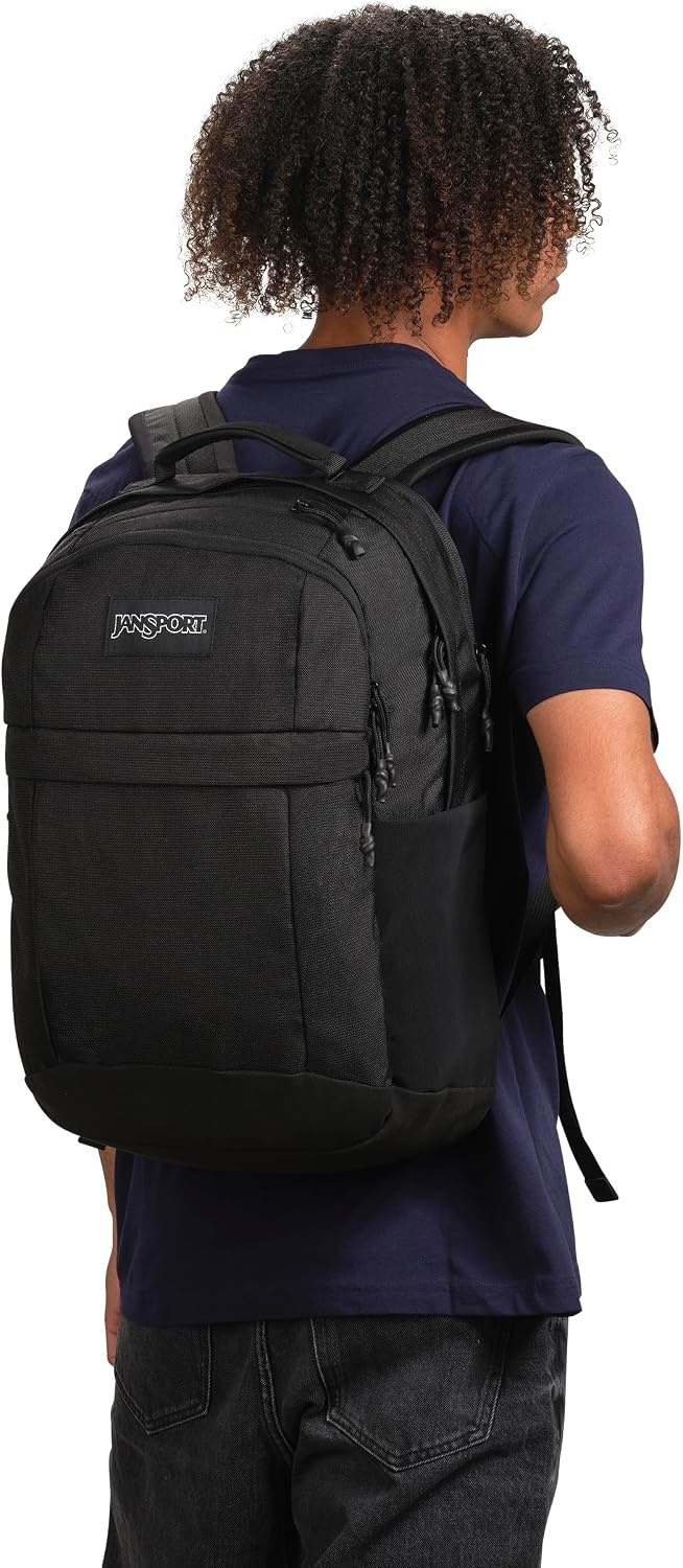 image:imageJanSport Landings Pack Large Backpack with Soft Back Panel Dual Water Bottle Pockets 15Inch Padded Laptop Compartment WhiteBlack