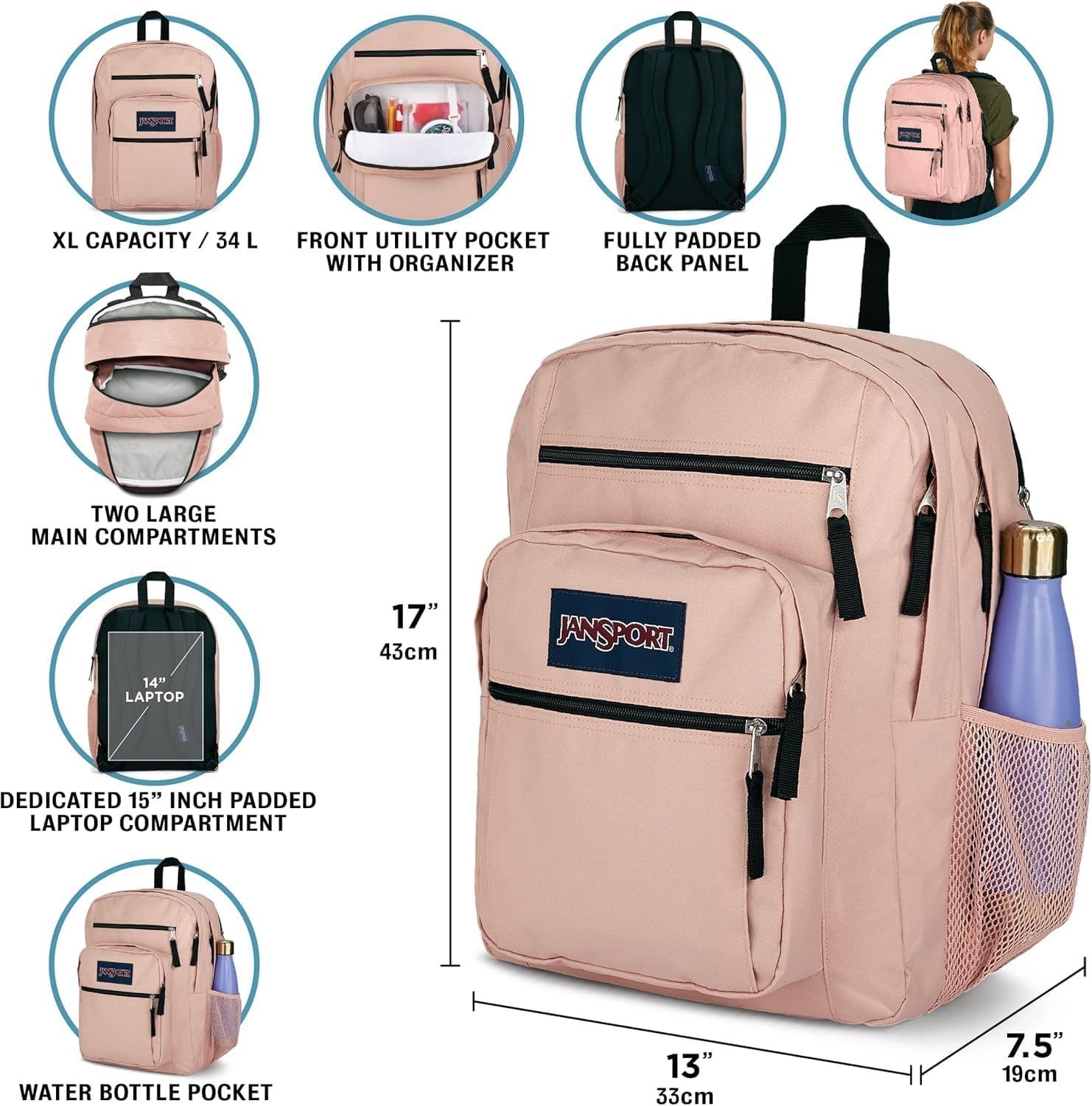 image:imageJanSport Laptop Backpack Computer Bag with 2 Compartments Ergonomic Shoulder Straps 15 Laptop Sleeve Haul Handle Vortex VoyageFluttering Fields