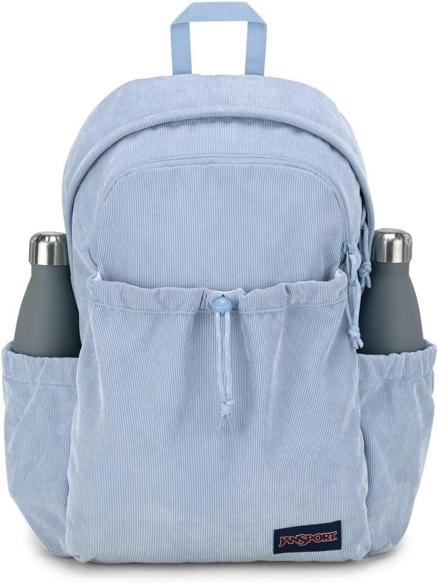 image:imageJanSport Lounge Pack FX Large Main Compartment Dual Water Bottle Pockets Front Drawcord Pocket Padded Laptop Sleeve Black DenimBlue Dusk
