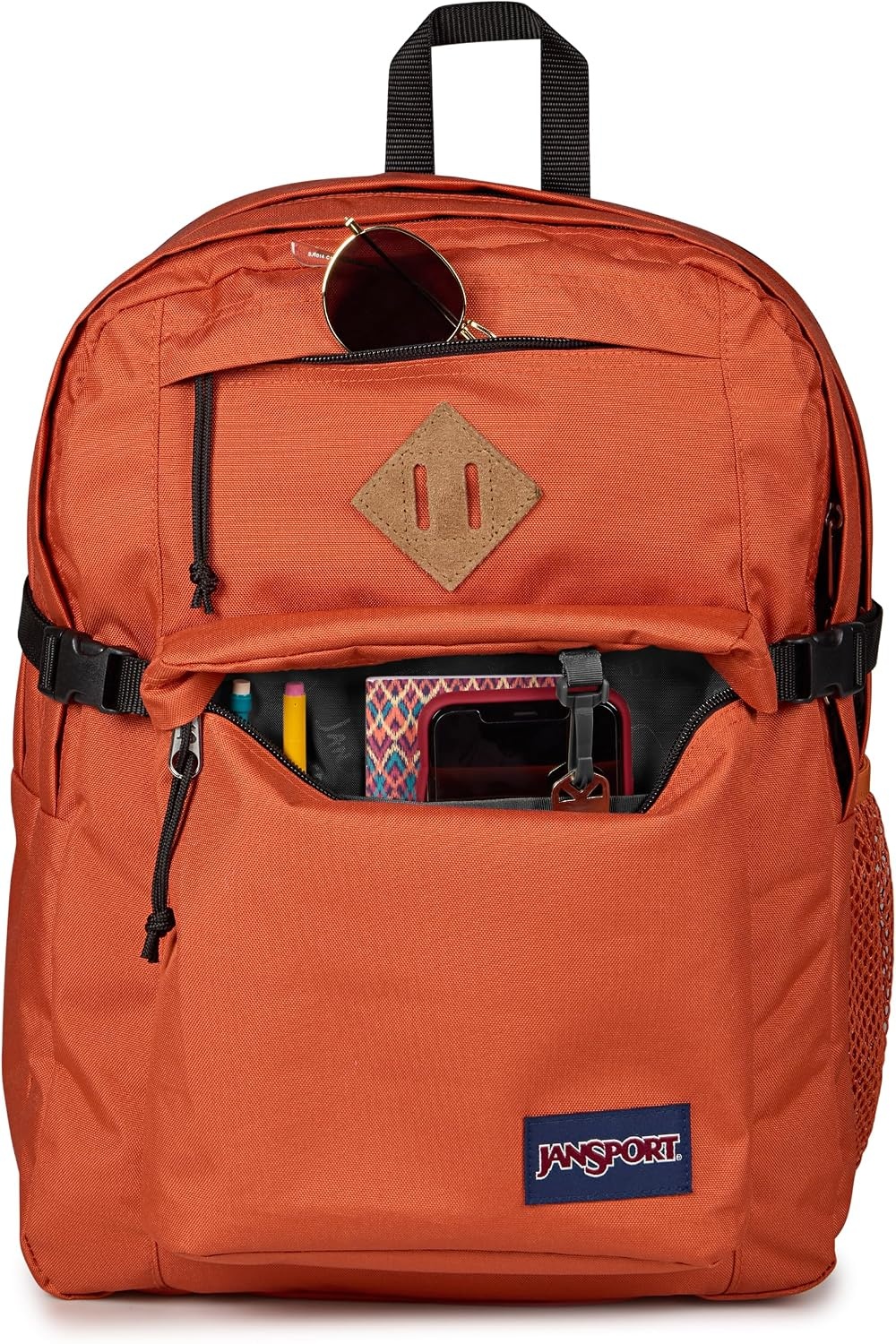 image:imageJanSport Main Campus Backpack Travel or Work Backpack with 15Inch Laptop Sleeve and Dual Water Bottle Pockets Surreal SwirliesDune Red