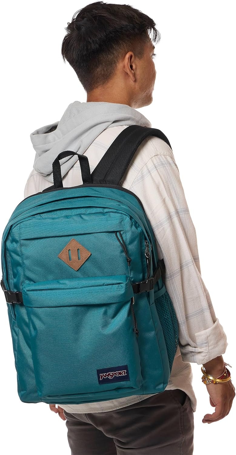 image:imageJanSport Main Campus Backpack Travel or Work Backpack with 15Inch Laptop Sleeve and Dual Water Bottle Pockets Surreal SwirliesEmerald Pool