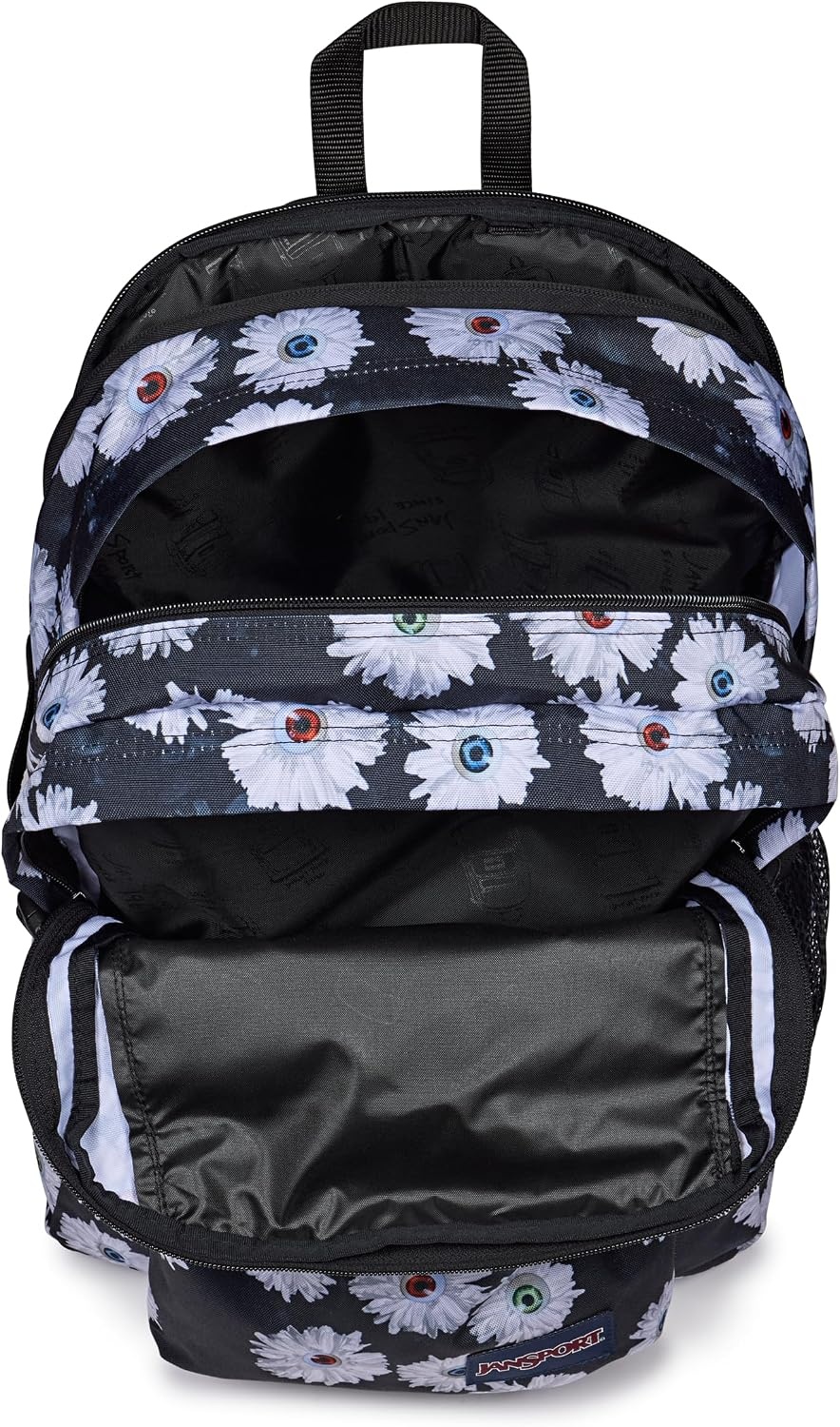 image:imageJanSport Main Campus Backpack Travel or Work Backpack with 15Inch Laptop Sleeve and Dual Water Bottle Pockets Surreal SwirliesEyeball Blossom