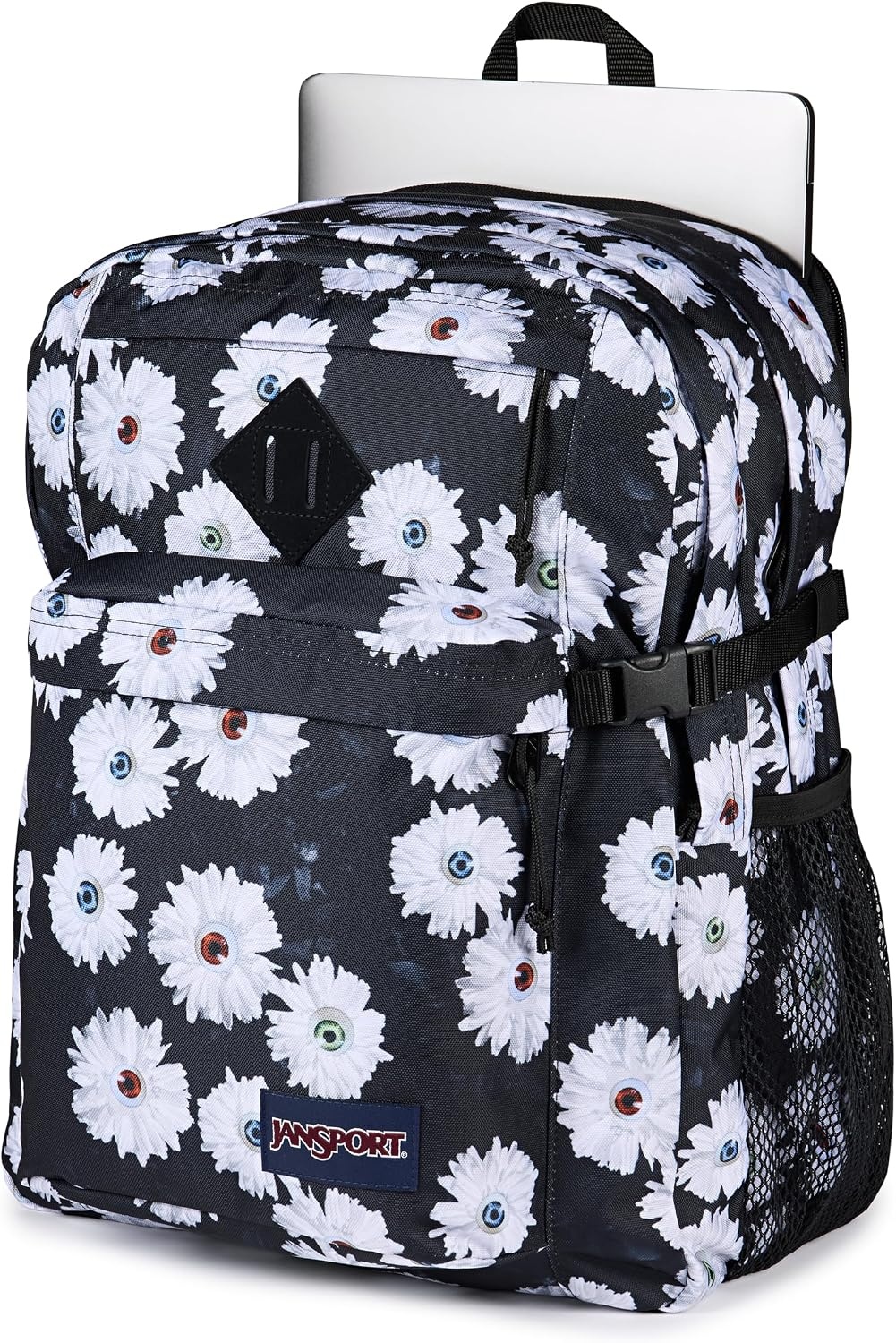 image:imageJanSport Main Campus Backpack Travel or Work Backpack with 15Inch Laptop Sleeve and Dual Water Bottle Pockets Surreal SwirliesEyeball Blossom