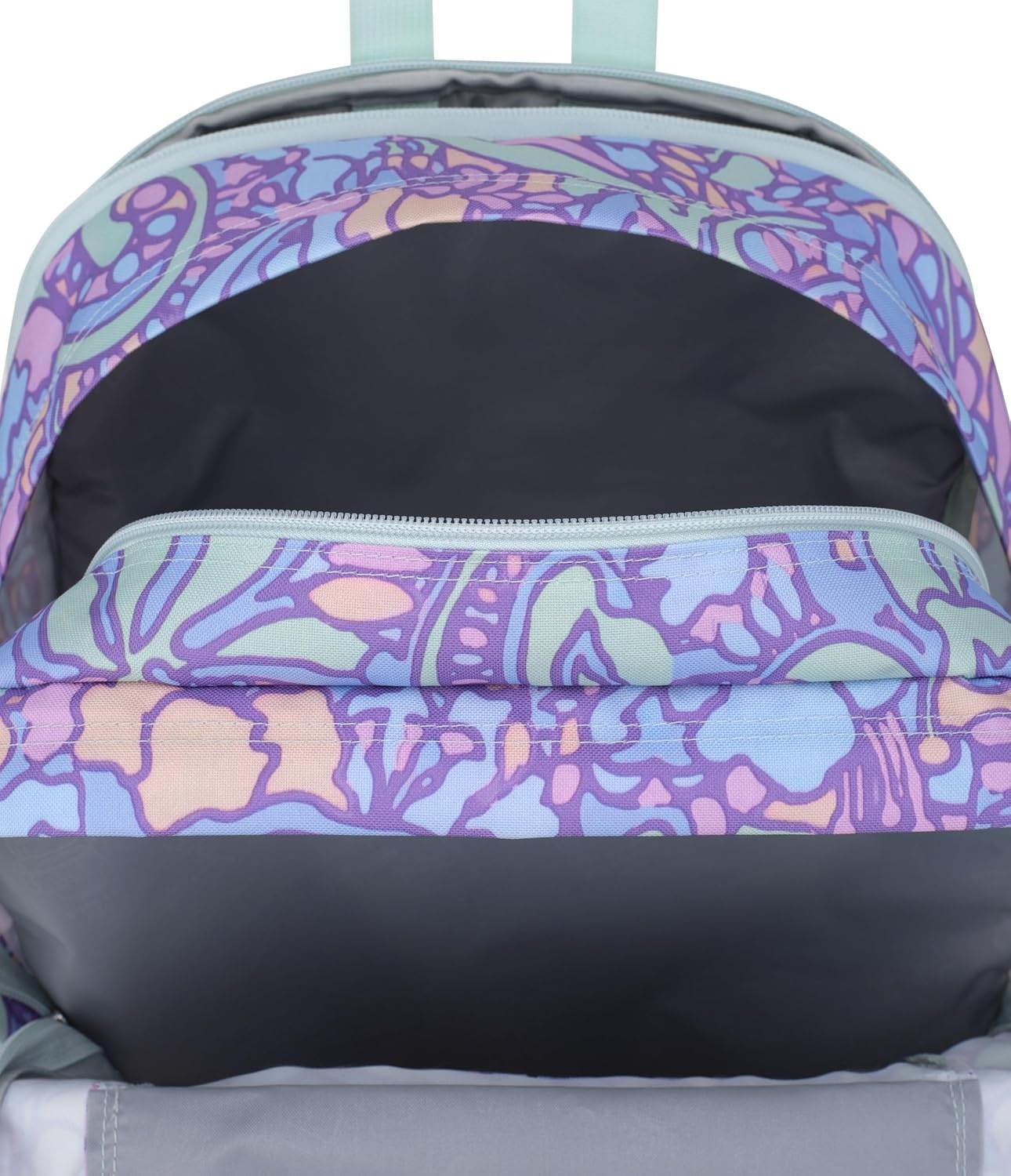 image:imageJanSport Main Campus Backpack Travel or Work Backpack with 15Inch Laptop Sleeve and Dual Water Bottle Pockets Surreal SwirliesFluid Floral Pastel Lilac