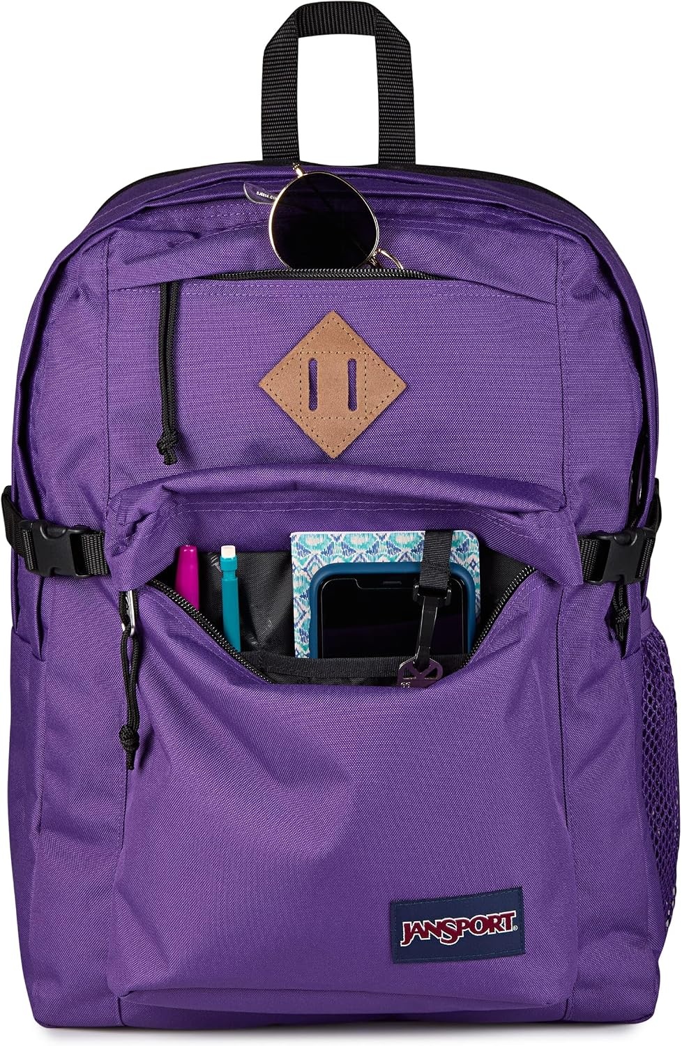 image:imageJanSport Main Campus Backpack Travel or Work Backpack with 15Inch Laptop Sleeve and Dual Water Bottle Pockets Surreal SwirliesGrape Jelly