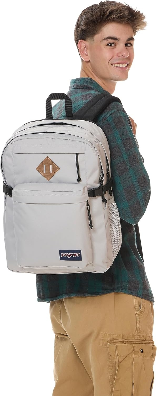image:imageJanSport Main Campus Backpack Travel or Work Backpack with 15Inch Laptop Sleeve and Dual Water Bottle Pockets Surreal SwirliesGrounded Grey