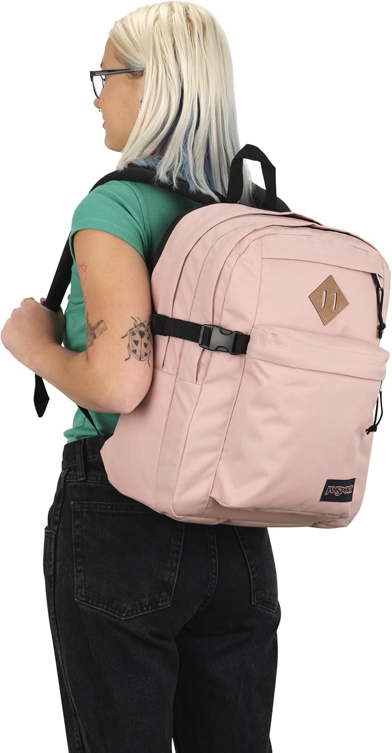 image:imageJanSport Main Campus Backpack Travel or Work Backpack with 15Inch Laptop Sleeve and Dual Water Bottle Pockets Surreal SwirliesMisty Rose