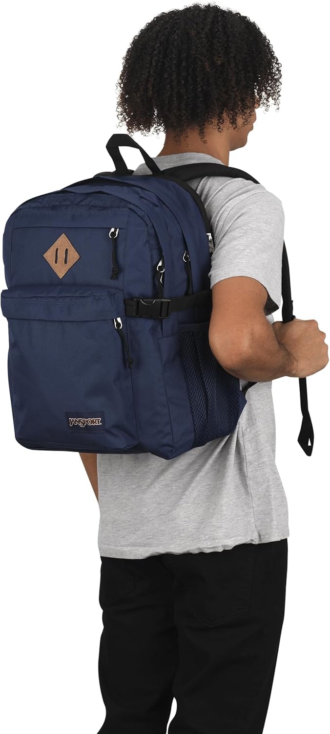 image:imageJanSport Main Campus Backpack Travel or Work Backpack with 15Inch Laptop Sleeve and Dual Water Bottle Pockets Surreal SwirliesNavy