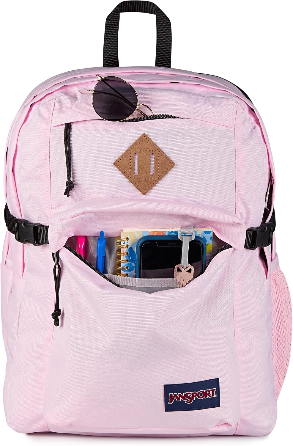 image:imageJanSport Main Campus Backpack Travel or Work Backpack with 15Inch Laptop Sleeve and Dual Water Bottle Pockets Surreal SwirliesPink Ice