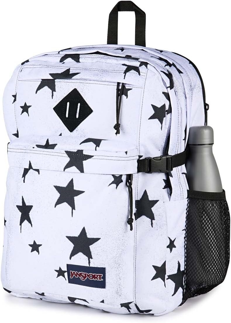 image:imageJanSport Main Campus Backpack Travel or Work Backpack with 15Inch Laptop Sleeve and Dual Water Bottle Pockets Surreal SwirliesSprayed Stars Black