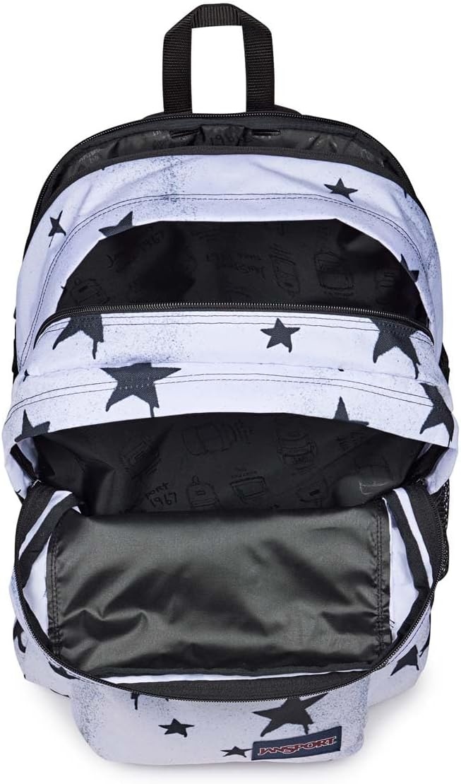 image:imageJanSport Main Campus Backpack Travel or Work Backpack with 15Inch Laptop Sleeve and Dual Water Bottle Pockets Surreal SwirliesSprayed Stars Black