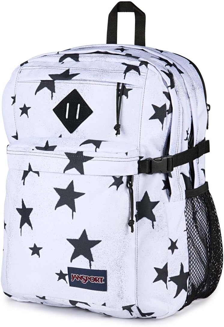 image:imageJanSport Main Campus Backpack Travel or Work Backpack with 15Inch Laptop Sleeve and Dual Water Bottle Pockets Surreal SwirliesSprayed Stars Black