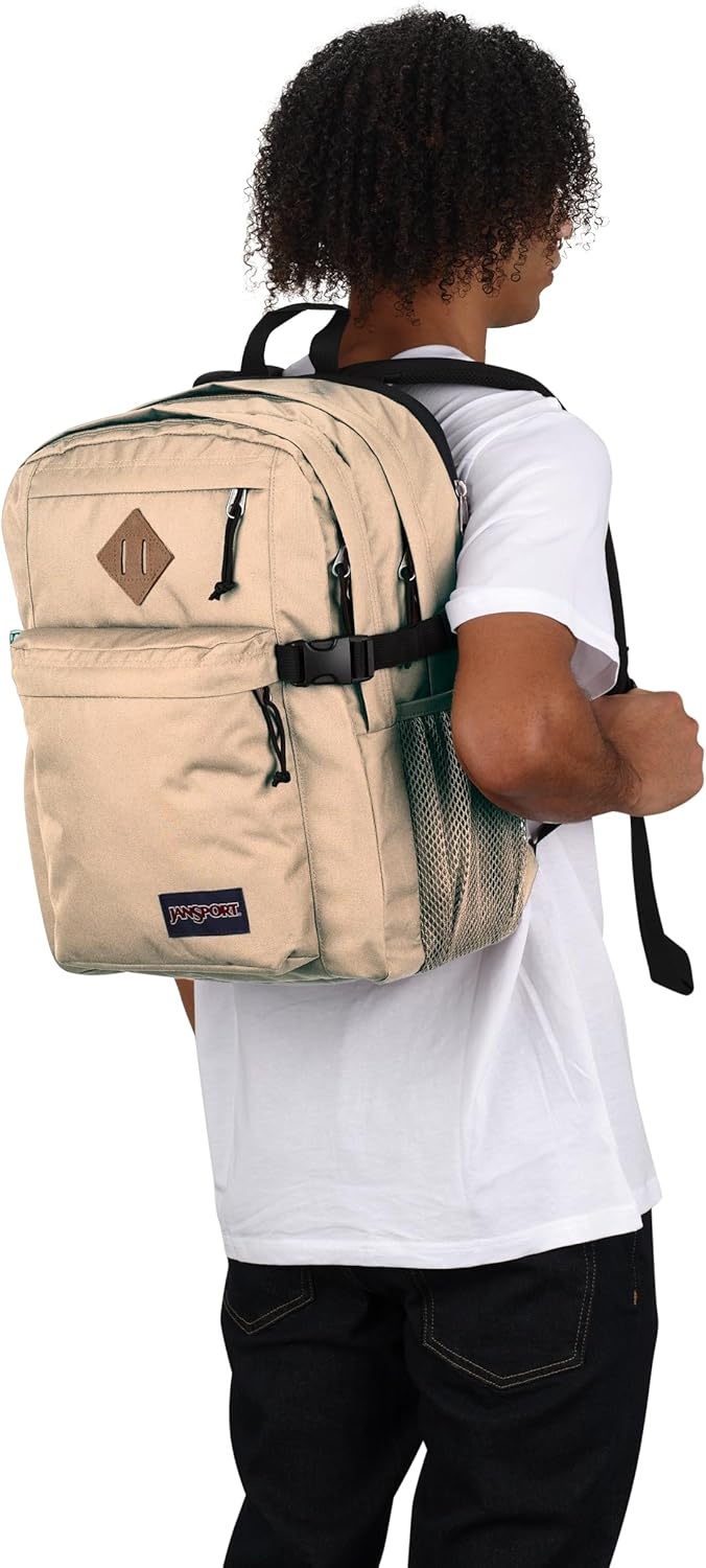 image:imageJanSport Main Campus Backpack Travel or Work Backpack with 15Inch Laptop Sleeve and Dual Water Bottle Pockets Surreal SwirliesTravertine