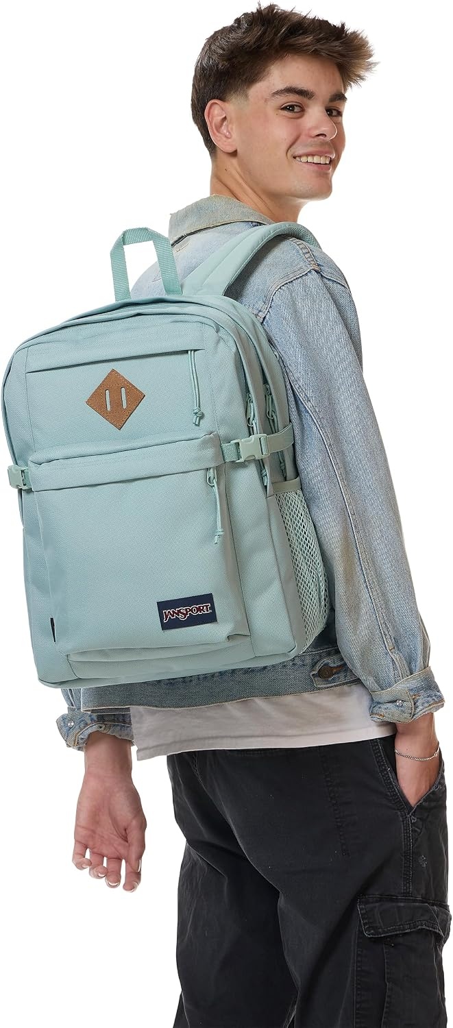 image:imageJanSport Main Campus FX Backpack Travel or Work Bag w 15Inch Laptop Pack with Leather Trim Lavender AshFaded Sage