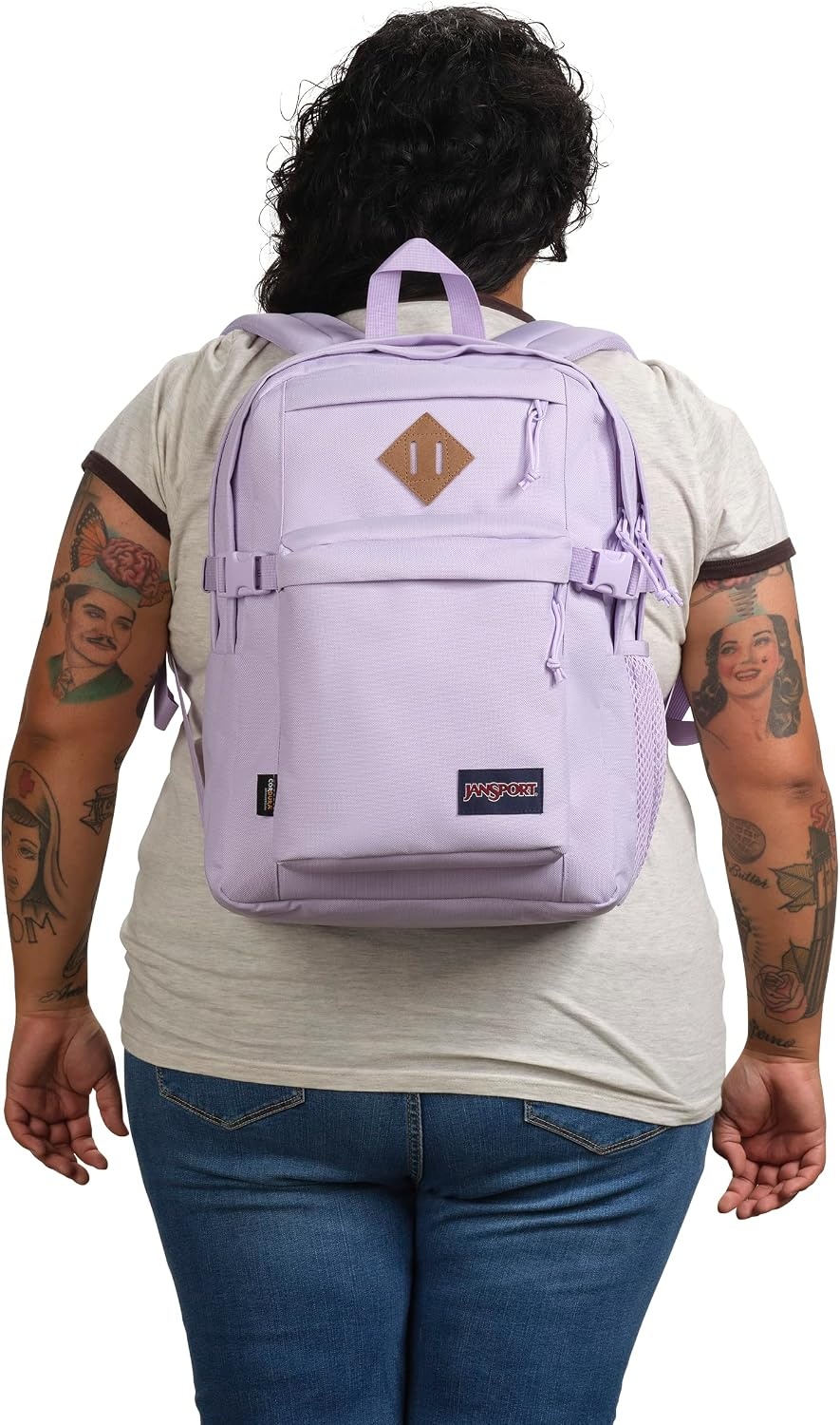 image:imageJanSport Main Campus FX Backpack Travel or Work Bag w 15Inch Laptop Pack with Leather Trim Lavender AshPastel Lilac