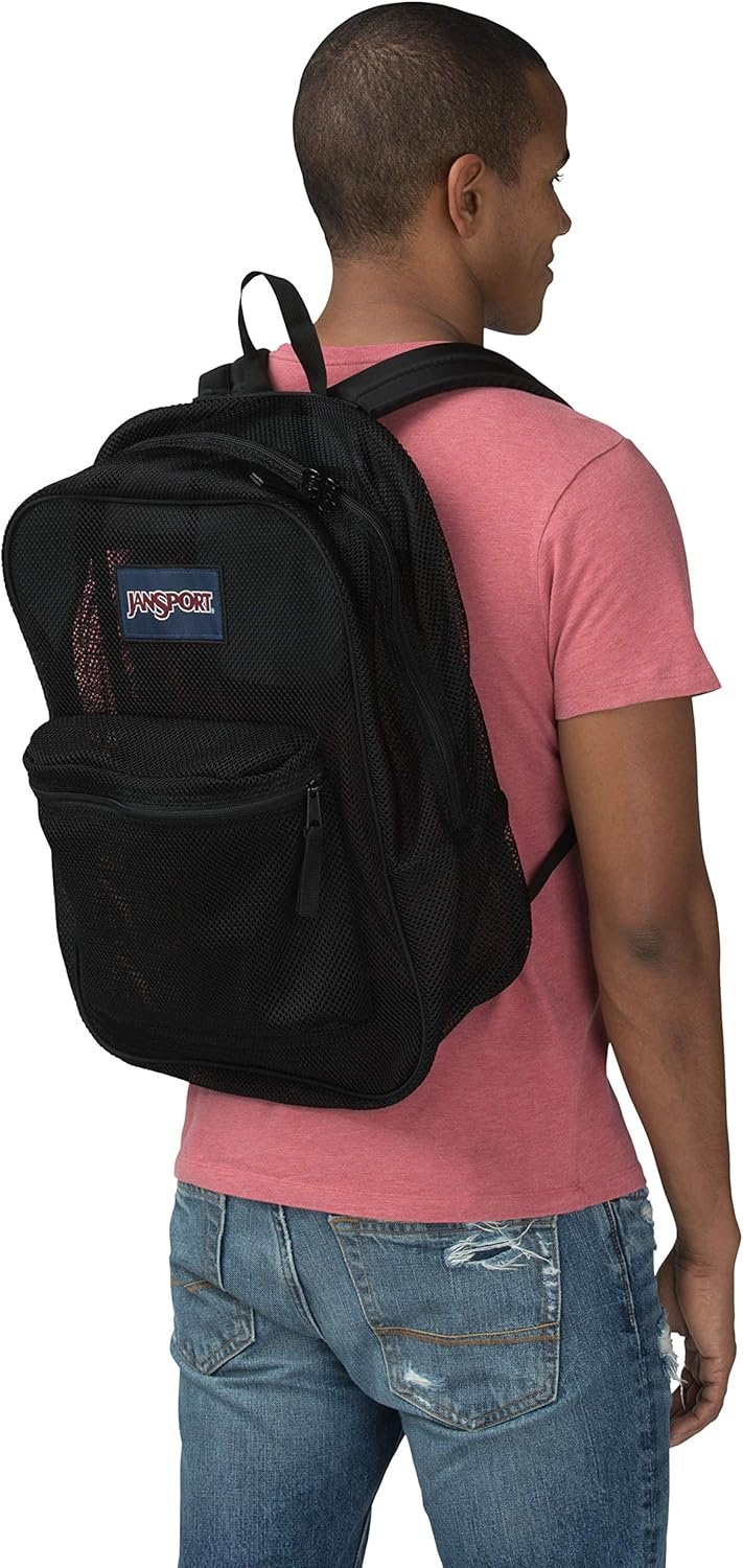 image:imageJanSport Mesh Pack See Through Backpack Ideal for Class Work Travel or Beach Outings NavyBlack
