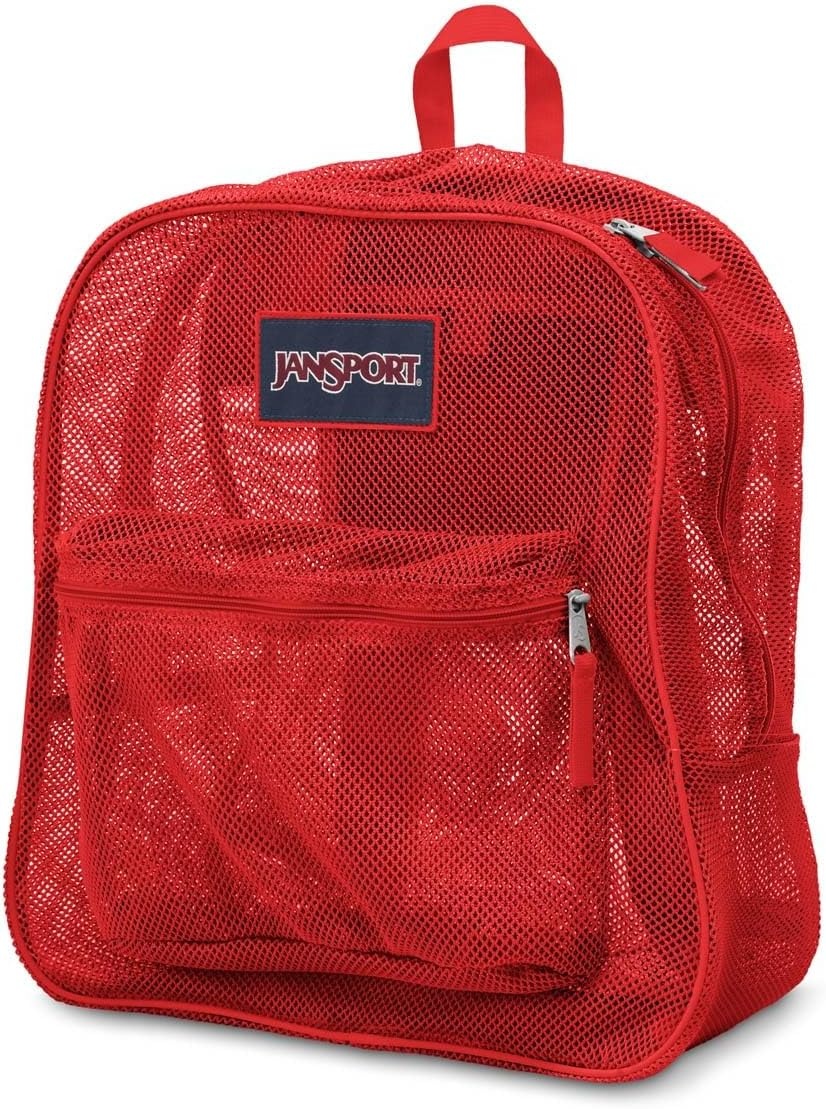 image:imageJanSport Mesh Pack See Through Backpack Ideal for Class Work Travel or Beach Outings NavyRed Tape