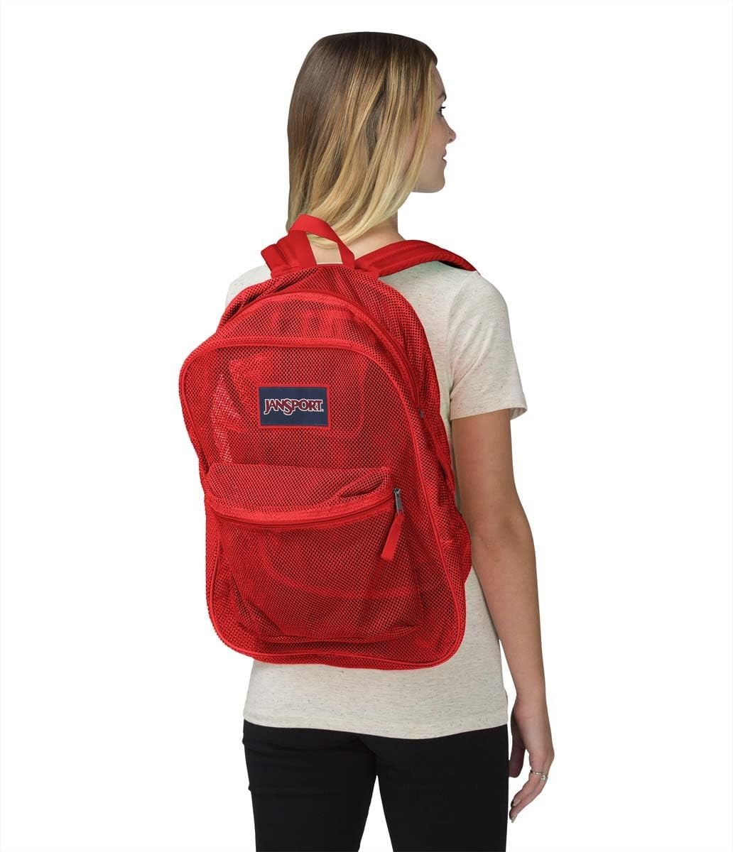 image:imageJanSport Mesh Pack See Through Backpack Ideal for Class Work Travel or Beach Outings NavyRed Tape
