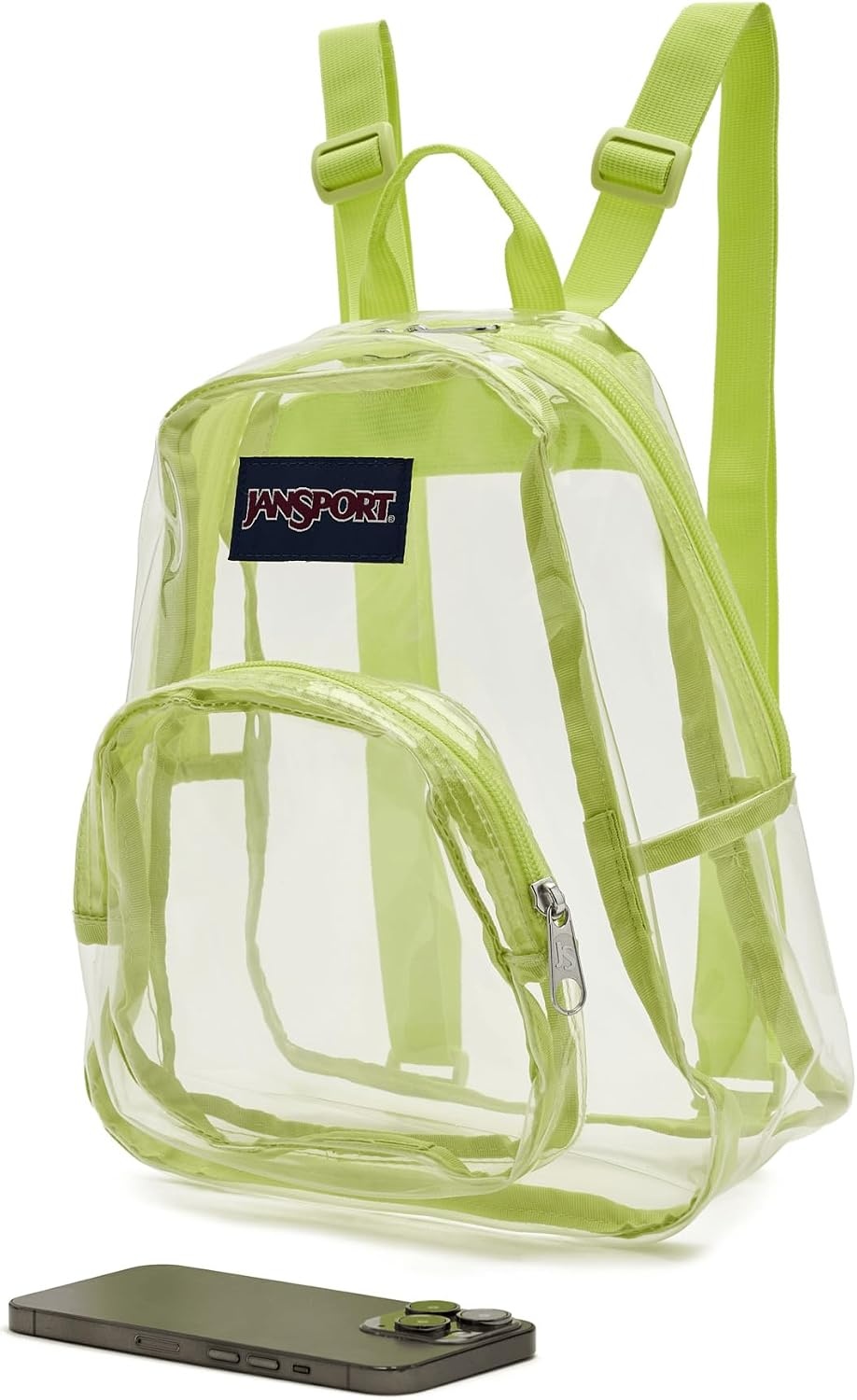 image:imageJanSport Mini Pack Lightweight 10L Backpack with Adjustable Straps and Front Zipper Pocket Perfect for Travel Concerts amp Everyday Use ClearCitron Lime