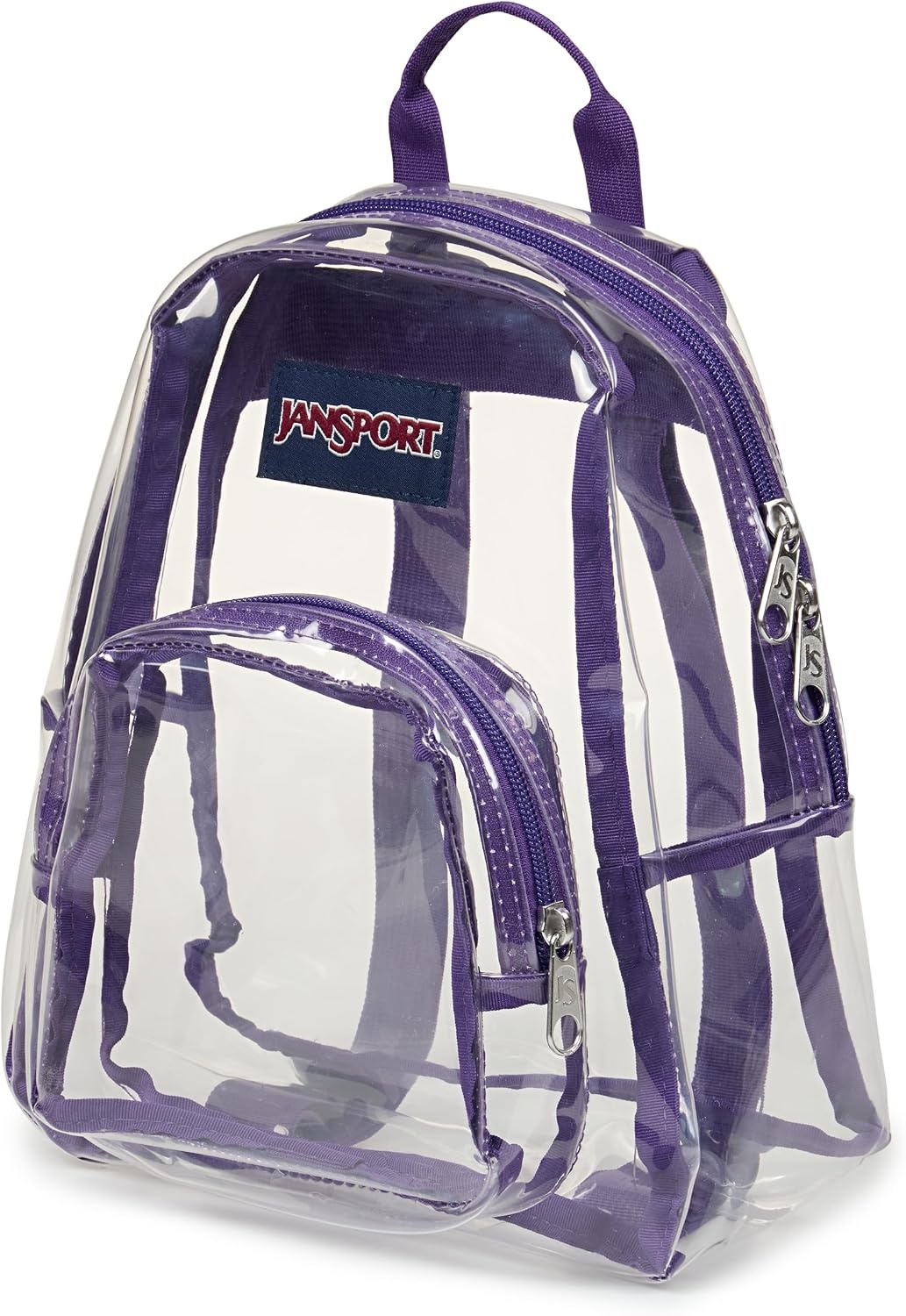 image:imageJanSport Mini Pack Lightweight 10L Backpack with Adjustable Straps and Front Zipper Pocket Perfect for Travel Concerts amp Everyday Use ClearGrape Jelly